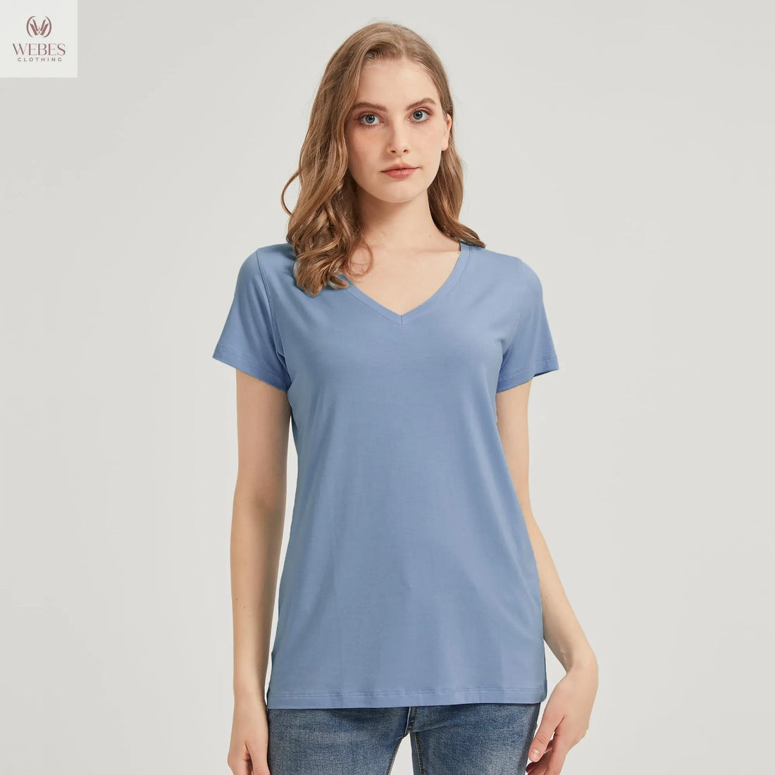 netdraw Women's Ultra-Soft Bamboo Viscose Cotton V-Neck Short Sleeve T-Shirt, Casual Summer Tops for Lounge Sleep Pajama
