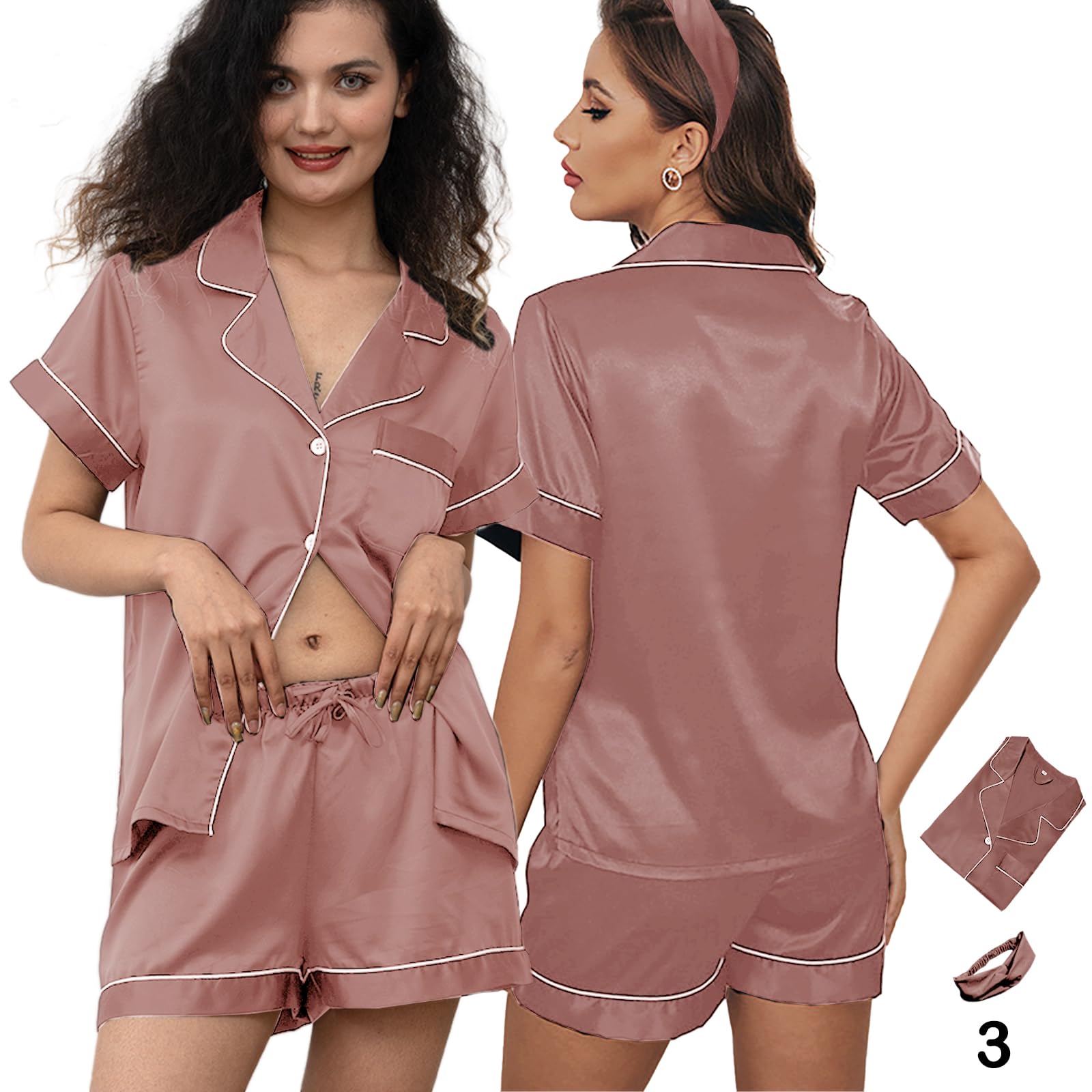 3Pcs Silk Pajamas XS-4XL Womens Satin Pajama Short Floral Sleepwear Bride Soft Pj Lounge Sets Pjs Shorts Set WEBE CLOTHING