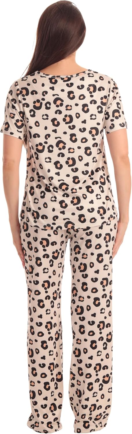 Just Love Women's Pajama Set, Soft Stretch Short Sleeve Crew Neck Top and PJ Pants with Two Pockets WEBE CLOTHING