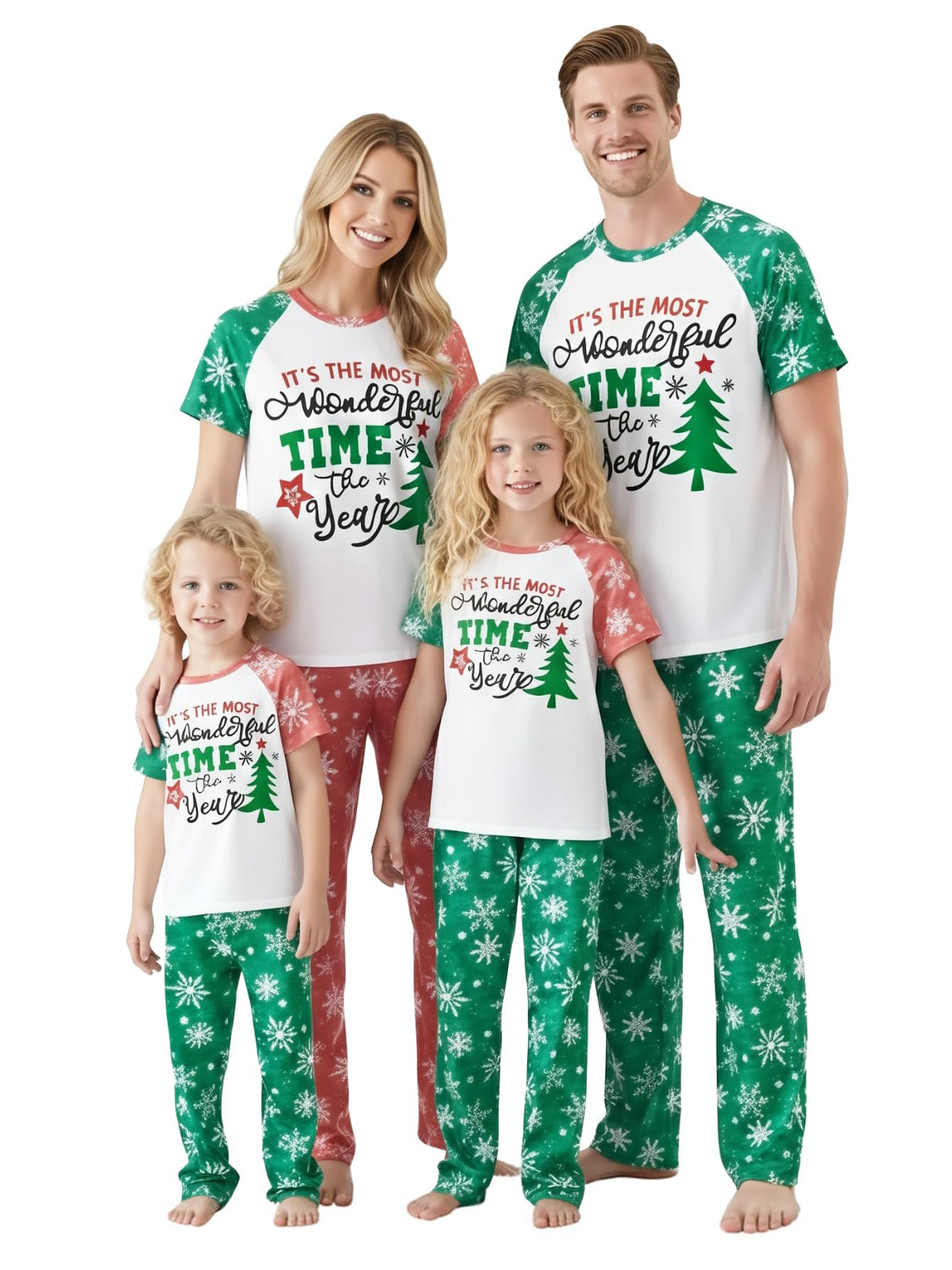 IFFEI Christmas Pajamas for Family Matching Holiday PJ's Sets with Short Sleeve Tee and Pants Loungewear