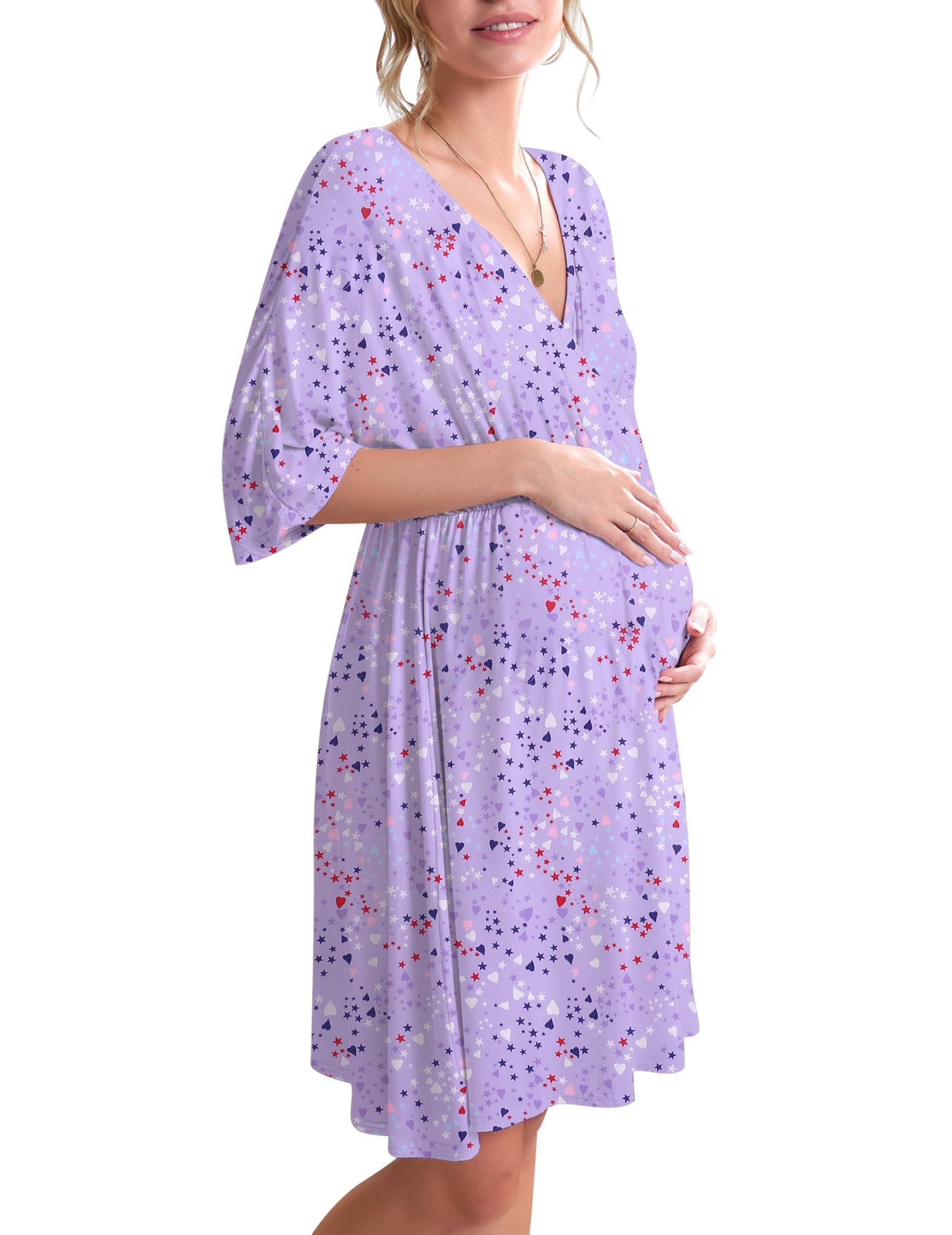 Ekouaer 3 in 1 Labor/Delivery/Hospital Gown Maternity Dress Nursing Nightgown Sleepwear for Breastfeeding