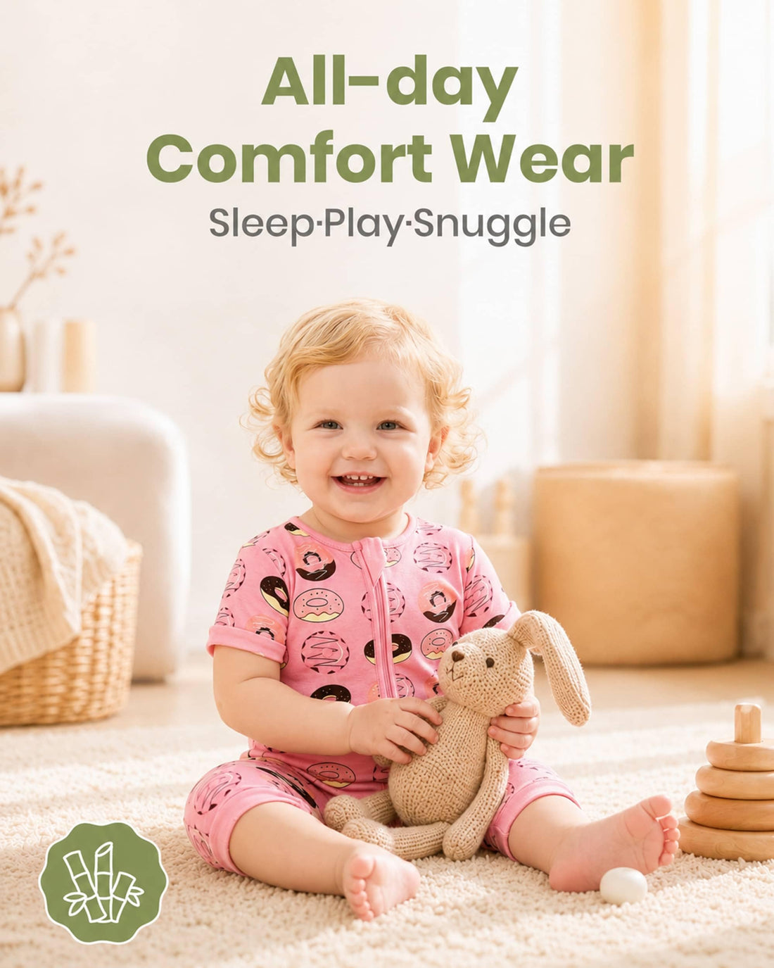 OPAWO Bamboo Baby Pajamas 3 Pack, Double Zipper Bamboo Sleepers for Baby Boy Girl Romper, Toddler Summer Clothes Outfit 0-24M WEBE CLOTHING