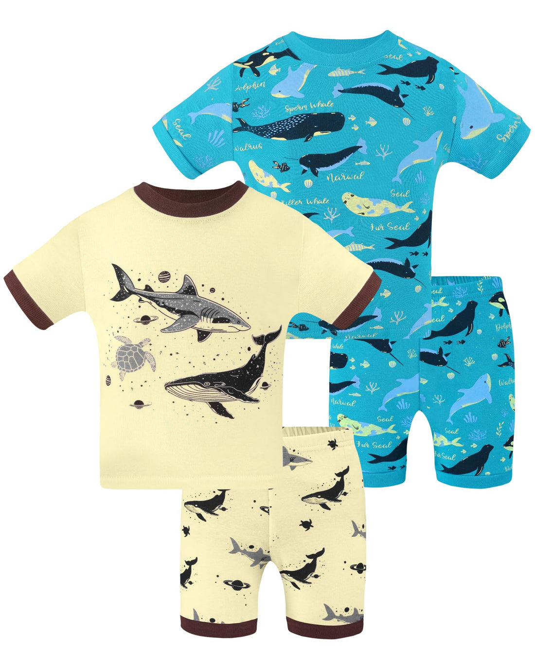 DAUGHTER QUEEN Boys Pajamas 4 Pieces Short Set 100% Cotton Sleepwear Size 18 Months-12 Years