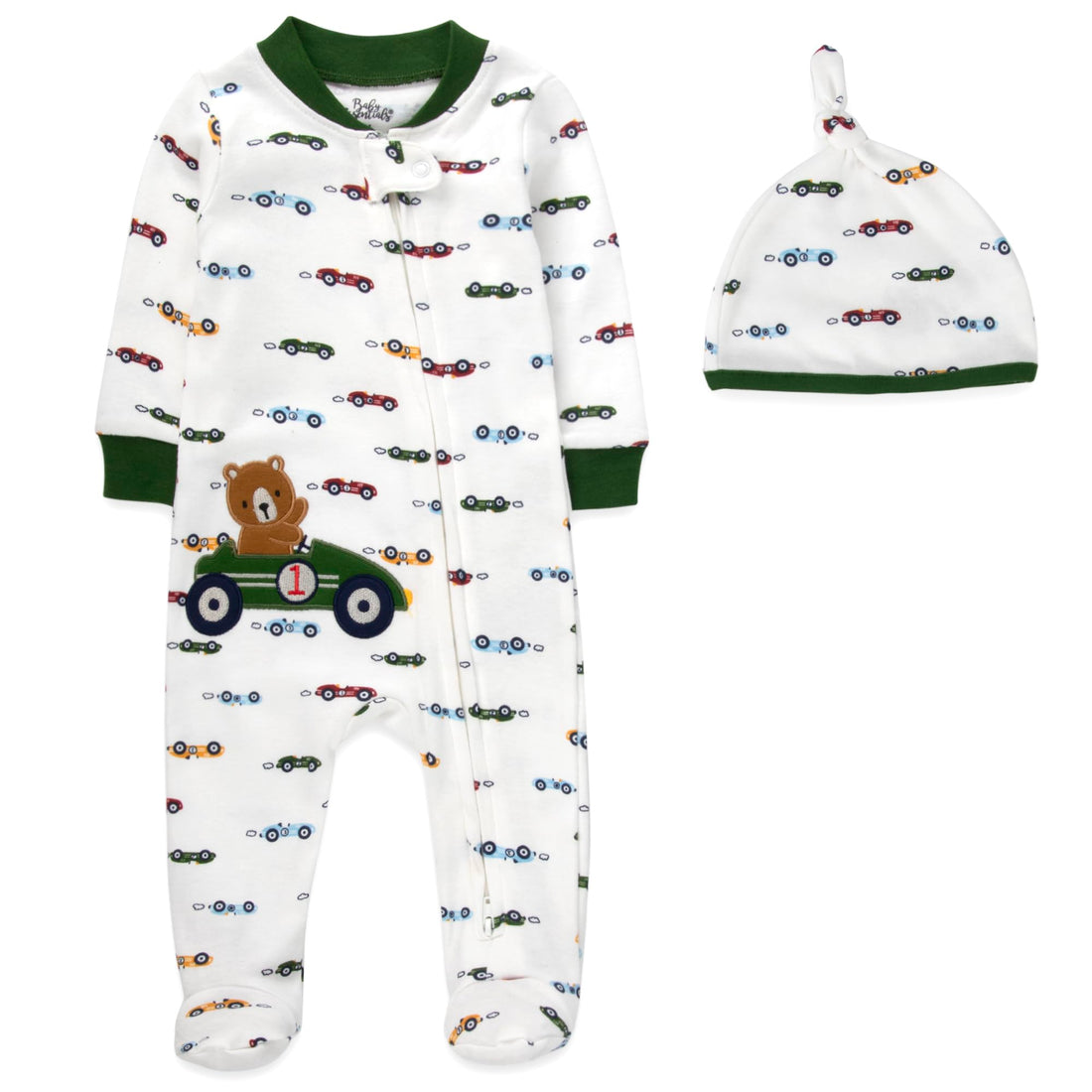 Baby Footie Bodysuit Headband or Hat 2 Piece Set – Christmas Thanksgiving Zip-Up Outfit,Holiday Pajamas for Infants