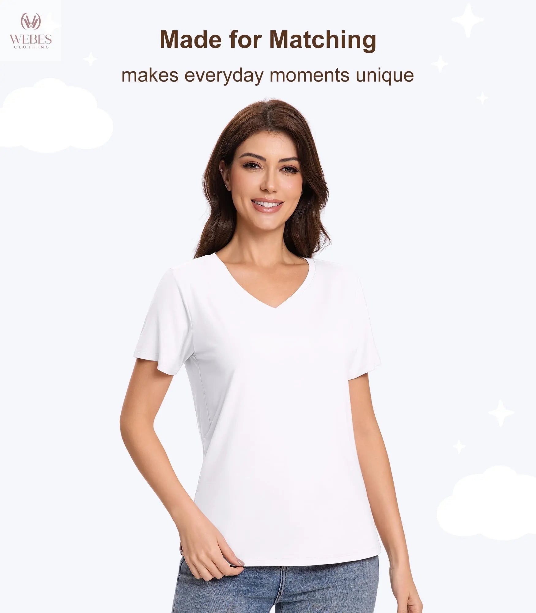 Pajama Tops for Women Viscose from Bamboo T-Shirt Short Sleeve Tee Soft V Neck Shirt Cooling Pjs Sleepwear S-XXL