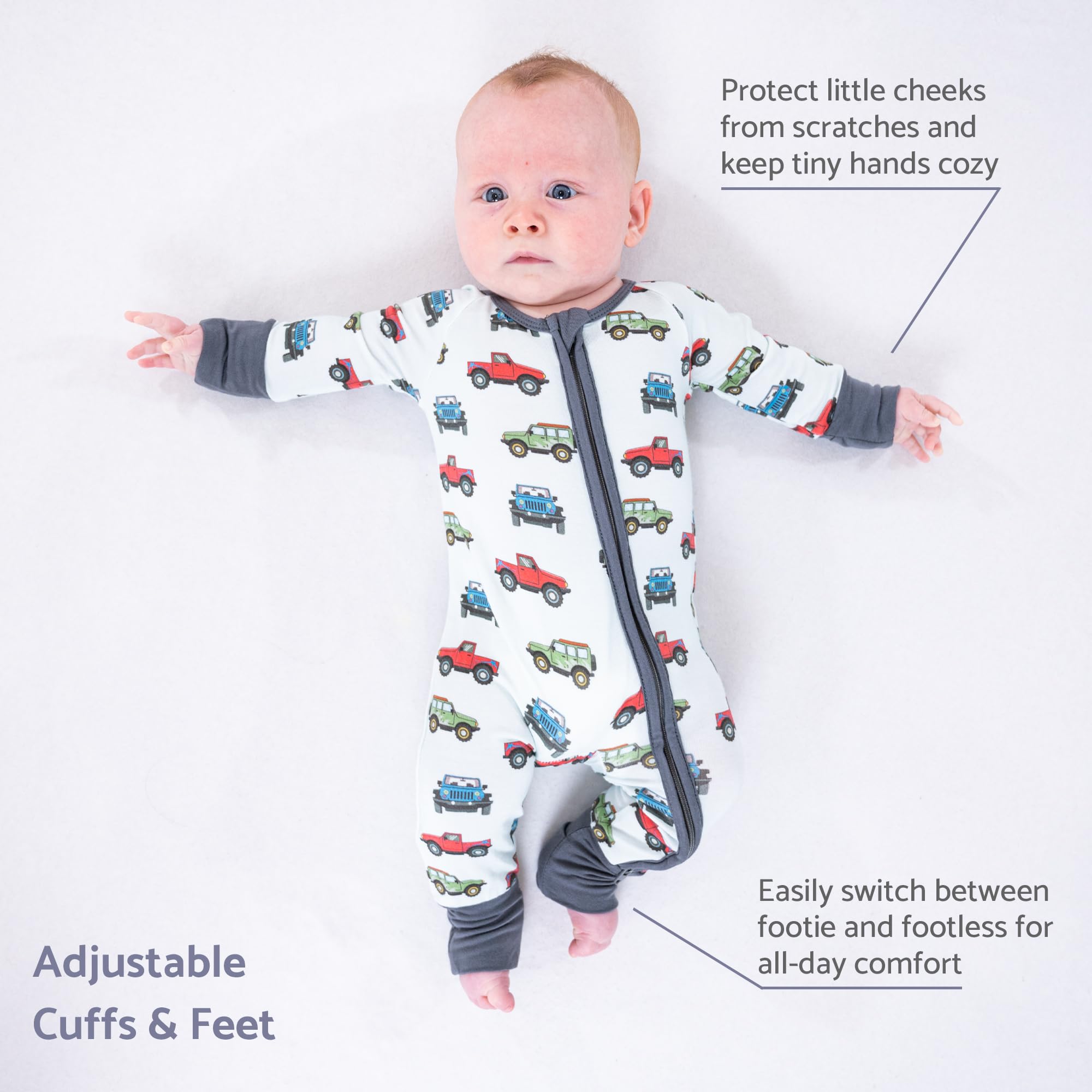 LollyBanks Baby Pajamas, Long Sleeve Baby Romper with 2-Way Zipper, 95% Viscose from Bamboo and 5% Spandex, Infant Sleepers