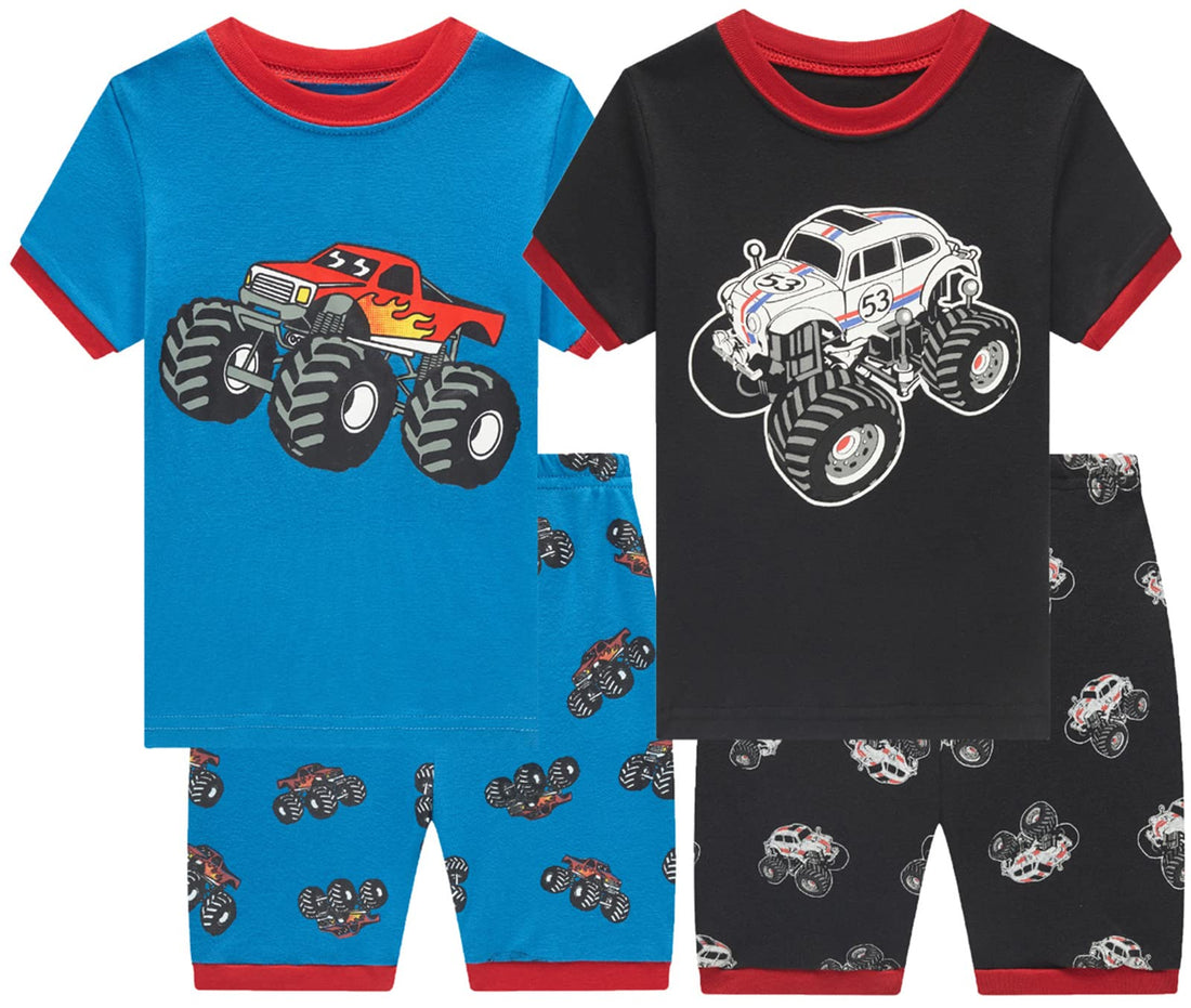 Dolphin&Fish Little Boys Cotton Short Pajamas 4 Piece Summer Kids Clothes Children Toddler Pjs
