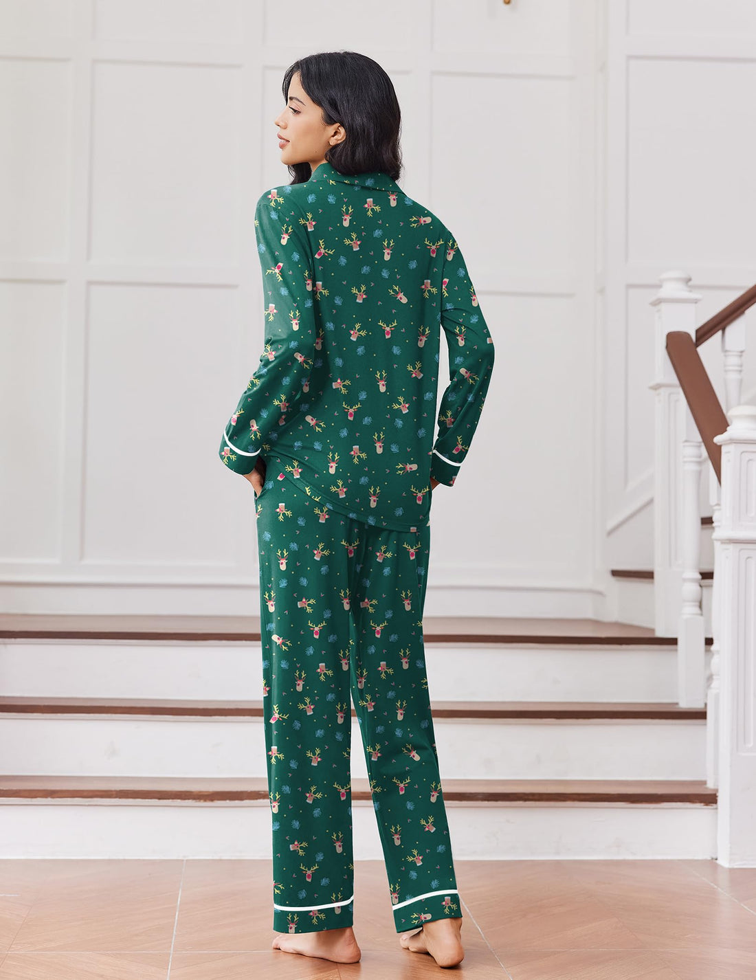 Ekouaer Womens Pajama Sets Long Sleeve Sleepwear Soft Button Down Pjs 2 Piece Loungewear witn Pants S-XXL