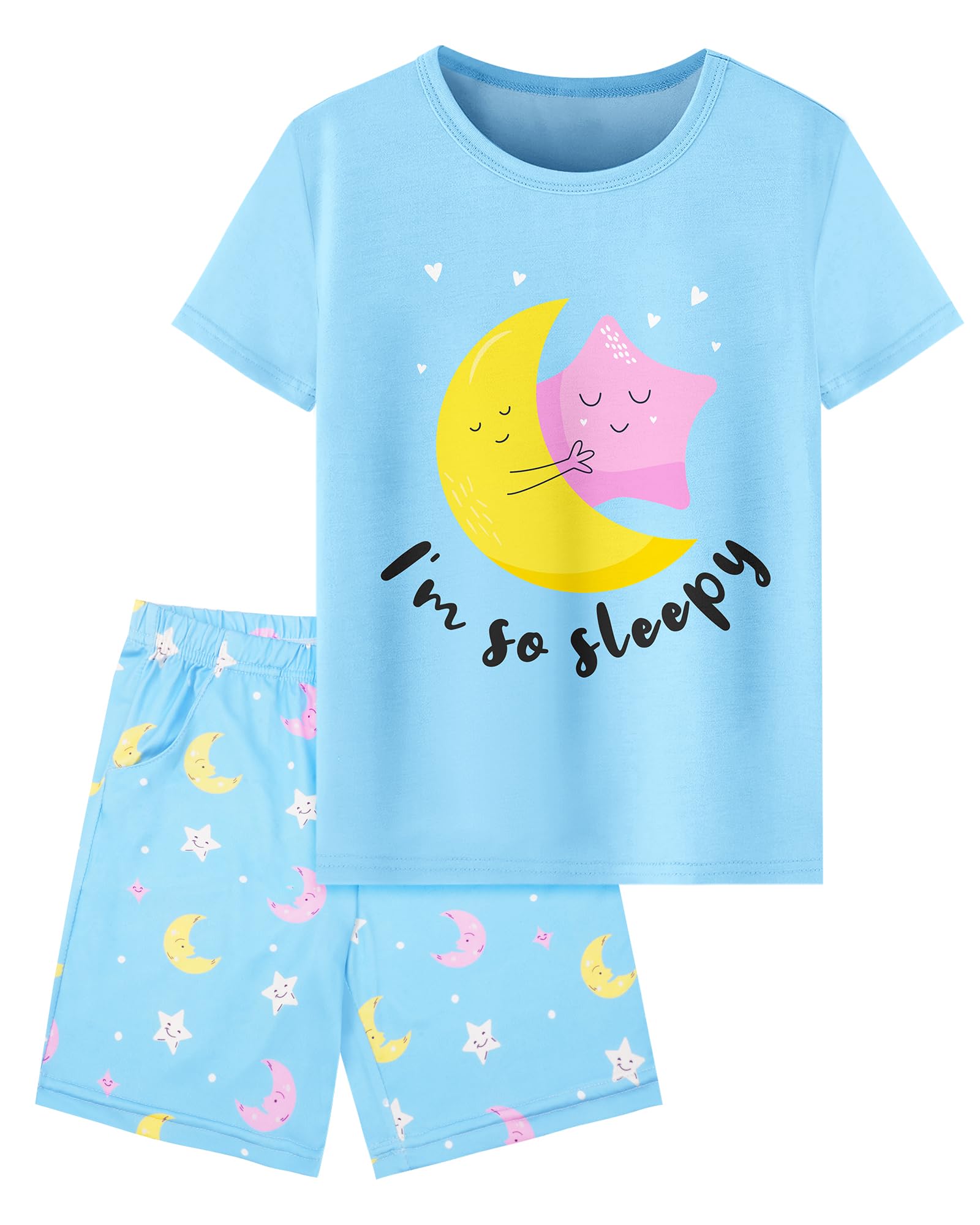 Sylfairy Girls Pajamas Short Sleeve Toddler Girls Summer Short Sets Sleepwear Clothes Kids Pajamas