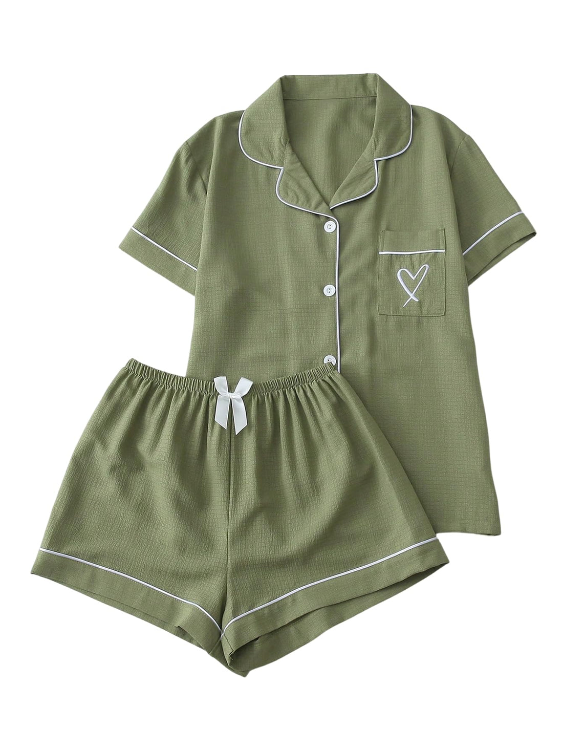 Verdusa Pajamas For Women Set 2 Piece Summer Pajama Sets Cute Pjs Lounge Matching Button Shirt with Shorts