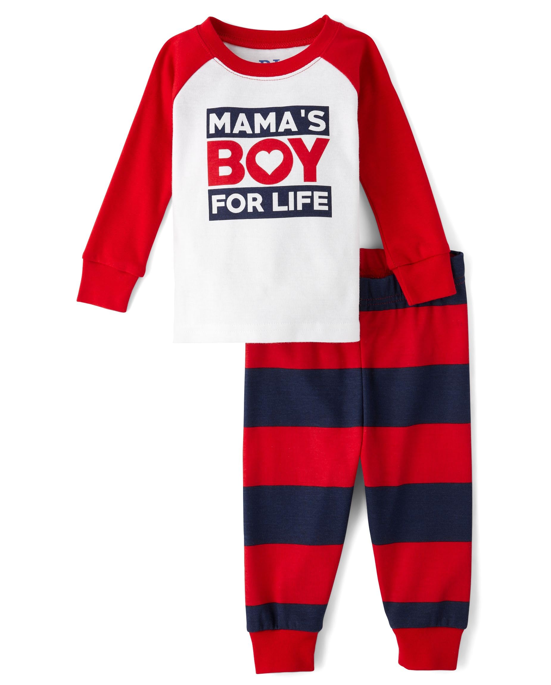 The Children's Place baby boys Button Long Sleeve Top and Pants Snug Fit 100% Cotton 2 Piece Pajama Set