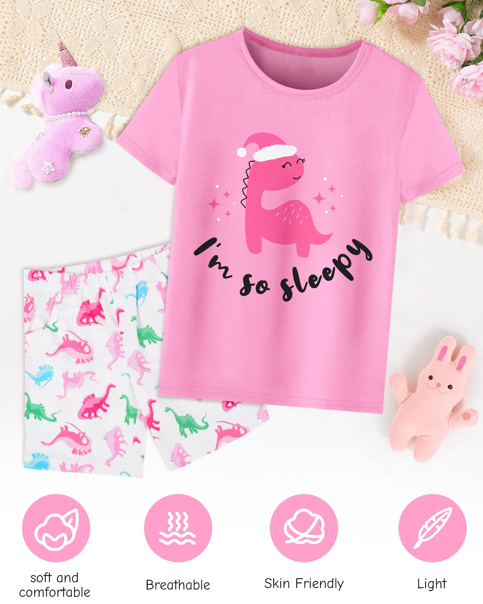 Sylfairy Girls Pajamas Short Sleeve Toddler Girls Summer Short Sets Sleepwear Clothes Kids Pajamas