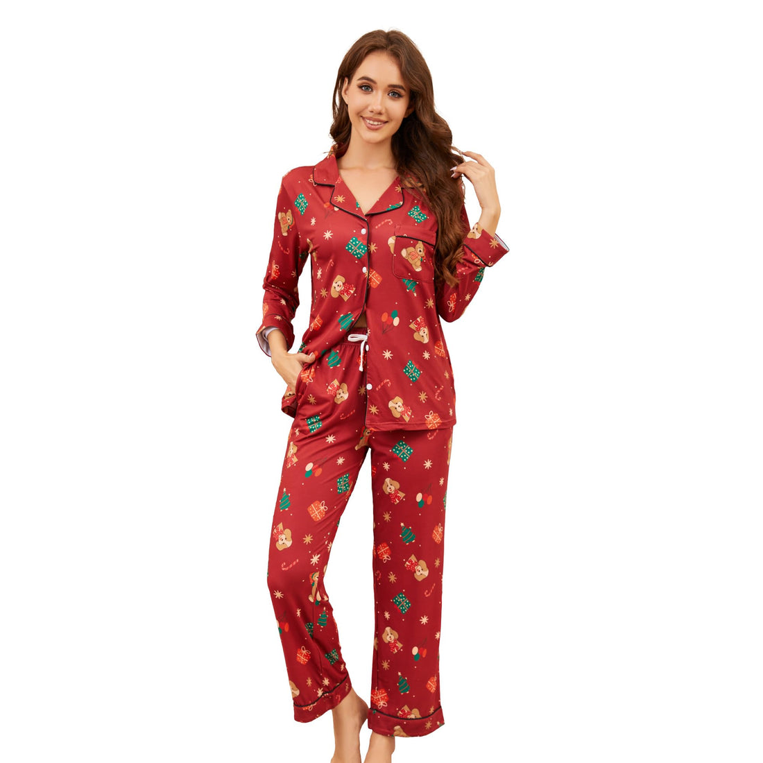 LYCY Womens Pajama Sets Floral Print, Long Sleeve Button Down Pajamas Set for Women Soft Sleepwear Pjs 2 piece Loungewear