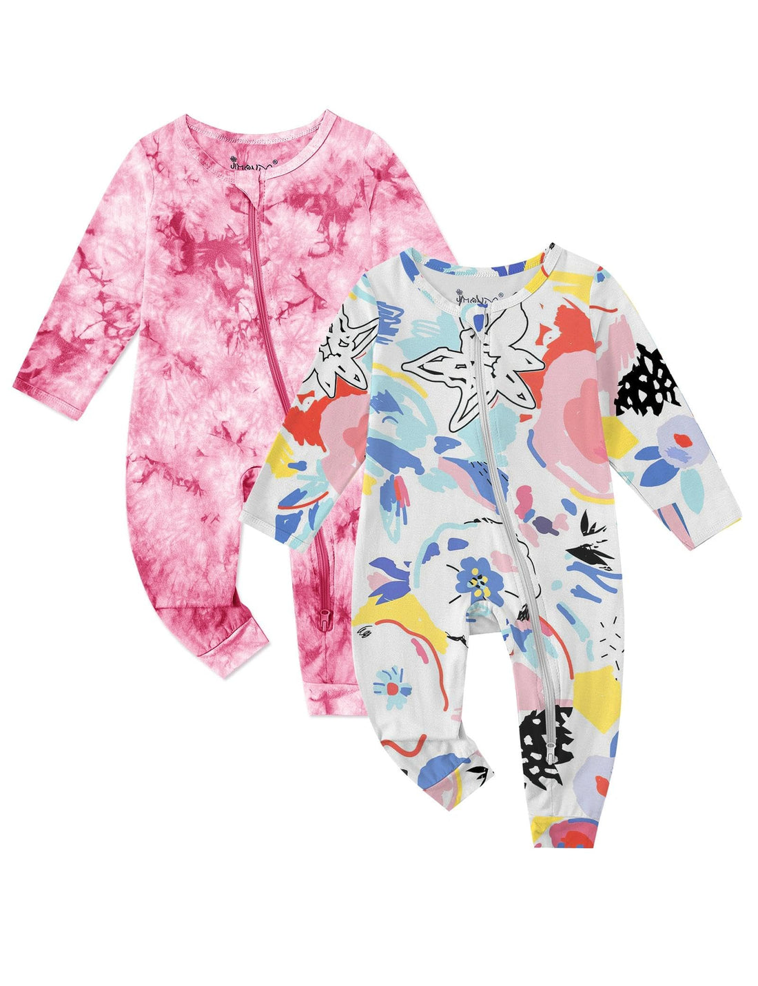 Baby Girls Boys Footless Romper 2 Way Zipper Soft Rayon Outfits, Outdoor Tie-dye Long Sleeve Clothes Jumpsuit WEBE CLOTHING