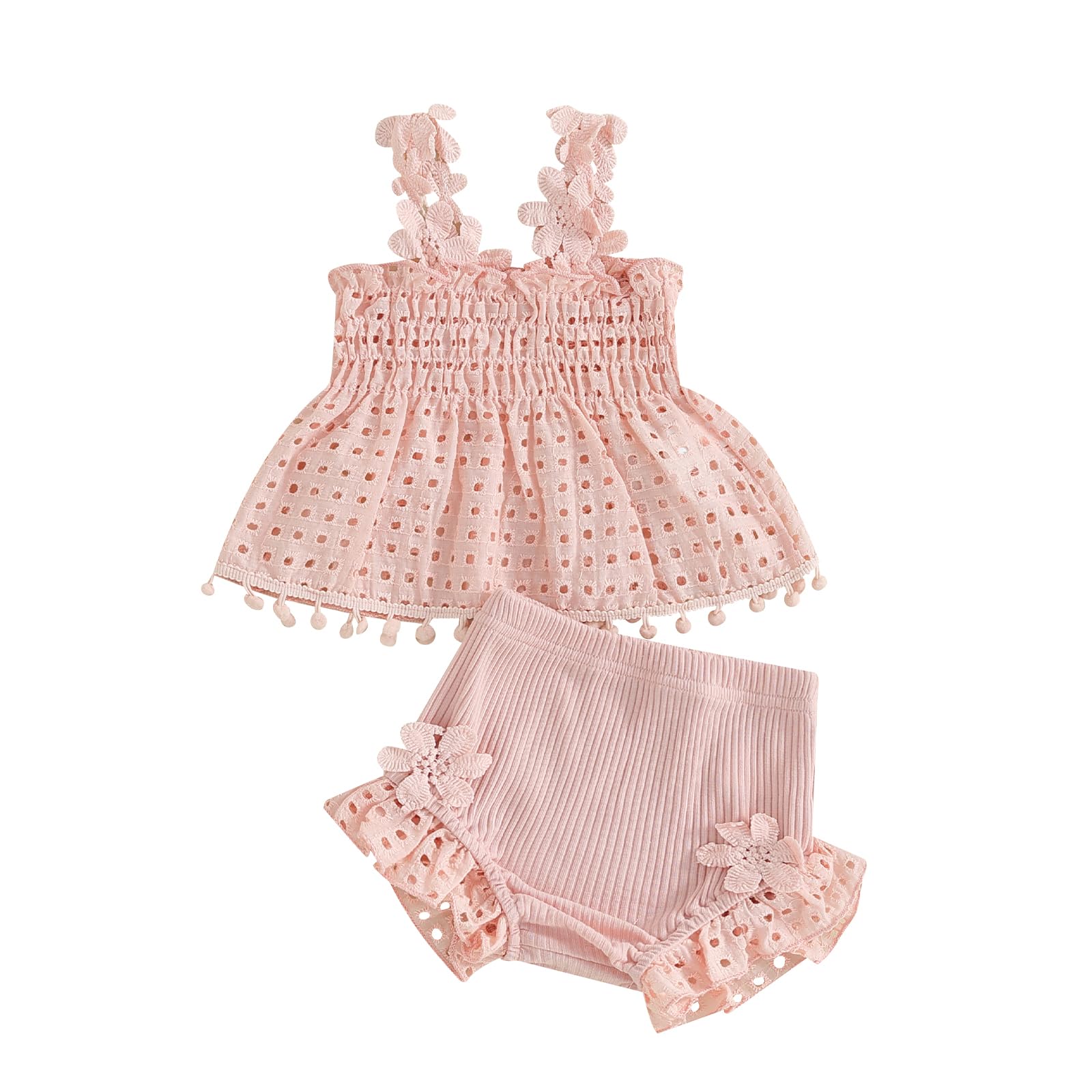 Newborn Baby Girl Summer Clothes Sleeveless Floral Top Ribbed Shorts Boho Outfit Set WEBE CLOTHING