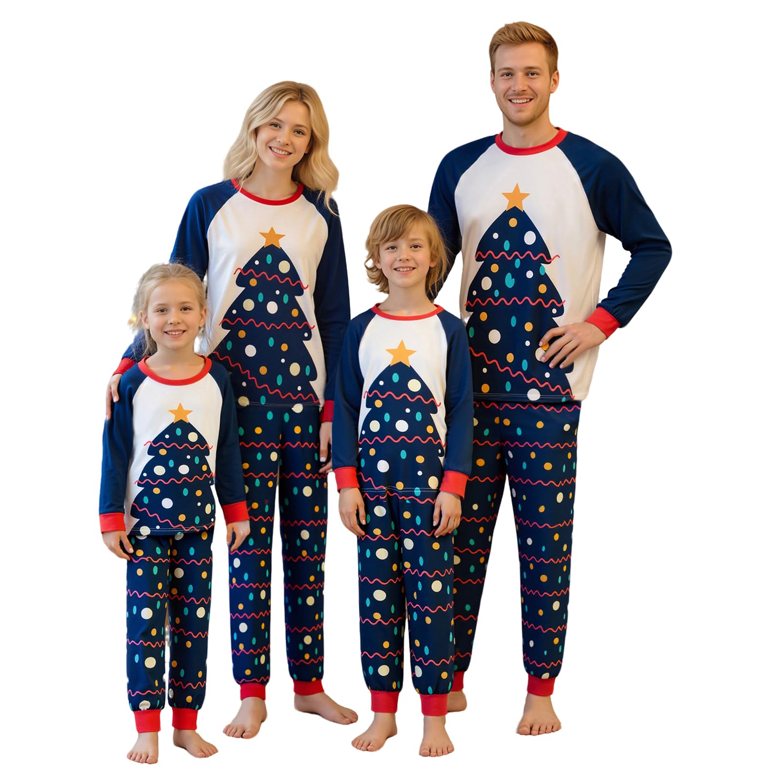 Awoscut Christmas Family Matching Pajamas Sets Christmas PJ's Letter Print Top and Plaid Pants Jammies Sleepwear