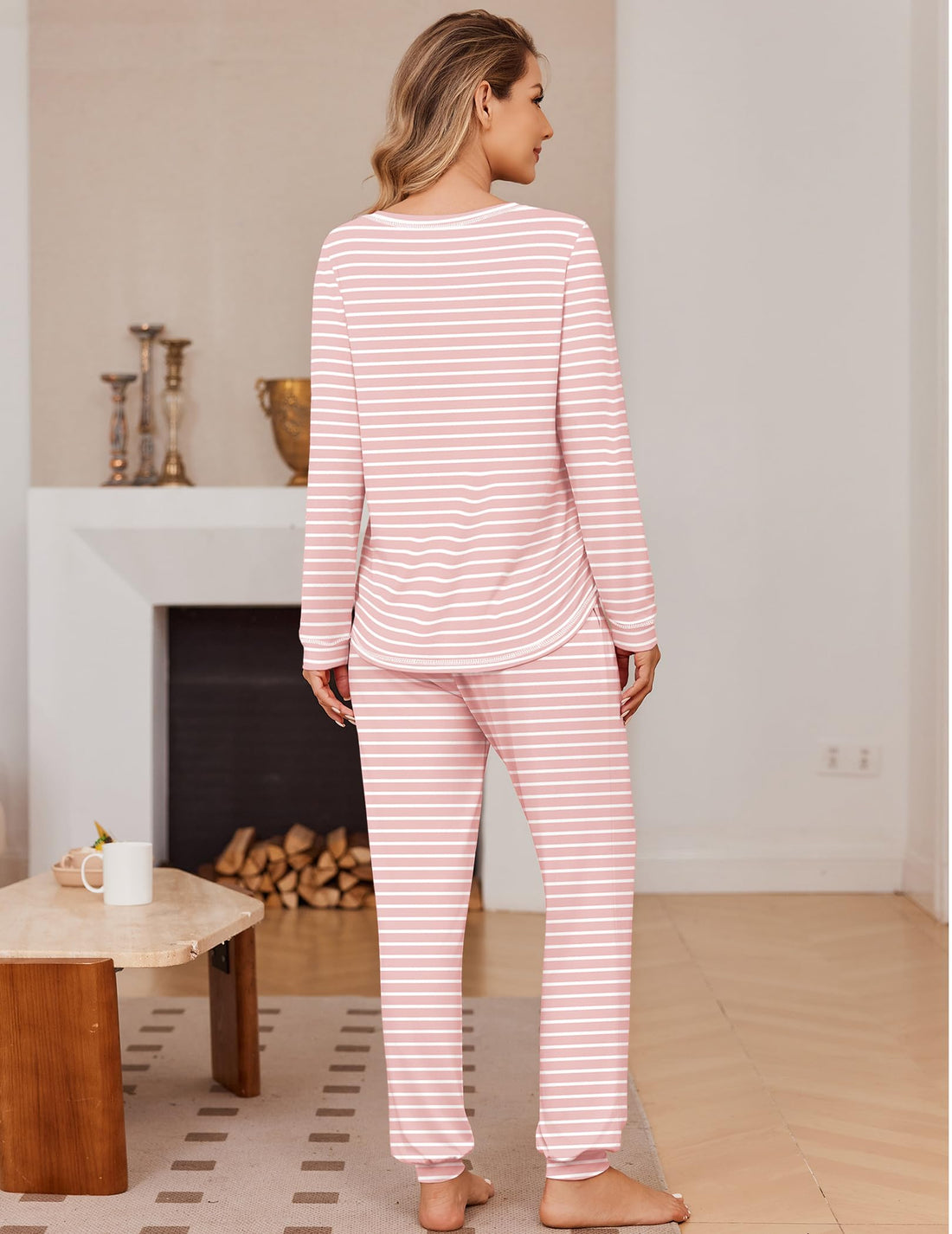Ekouaer 2 Pack Pajama Sets for Womens Jogger Pants Pjs Long Sleeves Lounge Set Soft Sleepwear with Pockets