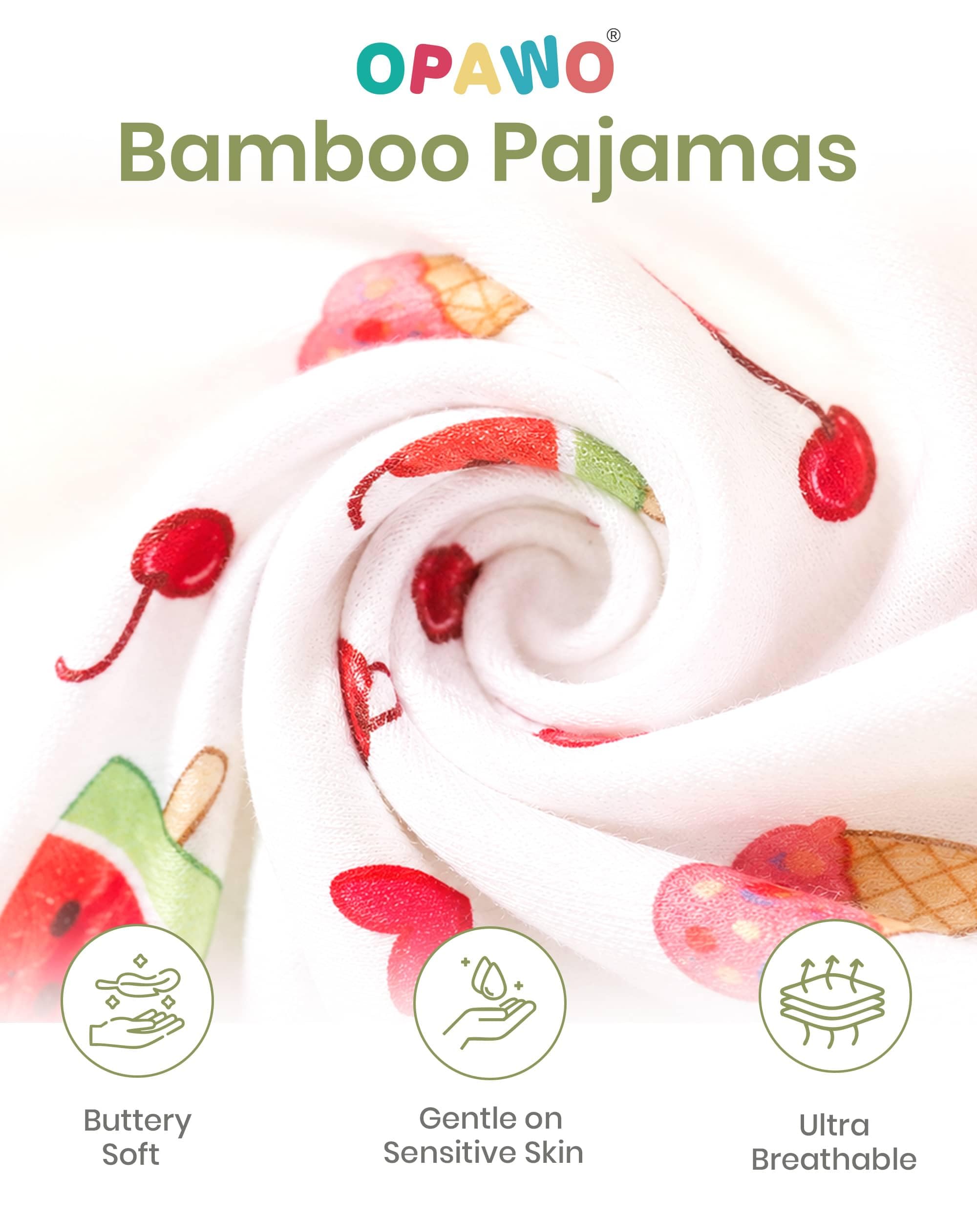 OPAWO Bamboo Baby Pajamas 3 Pack, Double Zipper Bamboo Sleepers for Baby Boy Girl Romper, Toddler Summer Clothes Outfit 0-24M WEBE CLOTHING