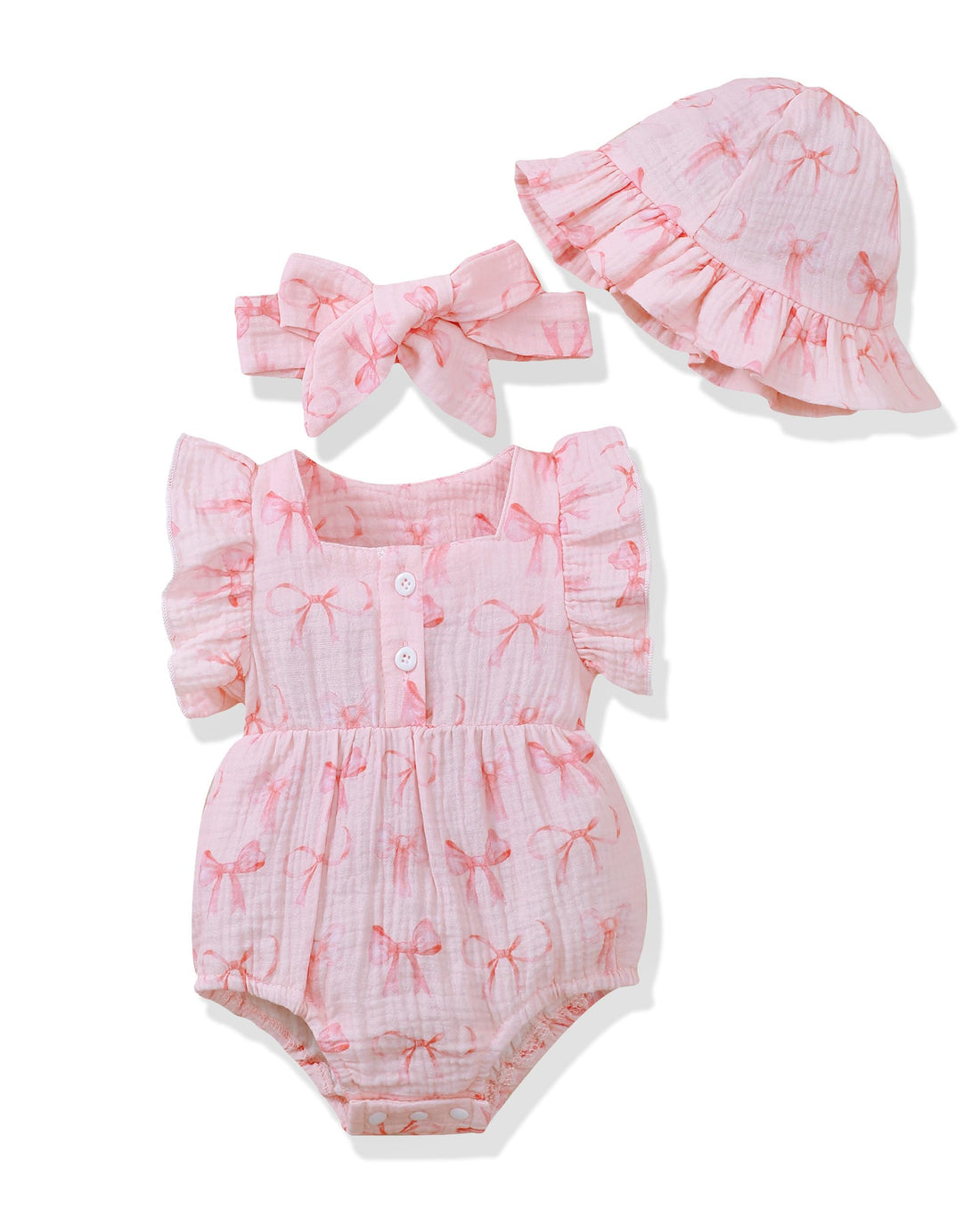 Renotemy Baby Girl Clothes Infant Summer Romper Cotton Linen Newborn Essentials Photography Preemie Outfits with Hat&Headband WEBE CLOTHING