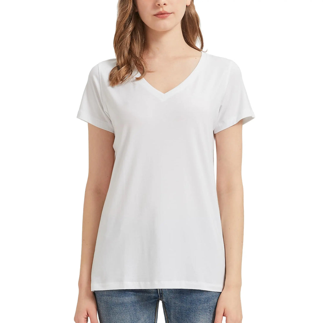 netdraw Women's Ultra-Soft Bamboo Viscose Cotton V-Neck Short Sleeve T-Shirt, Casual Summer Tops for Lounge Sleep Pajama