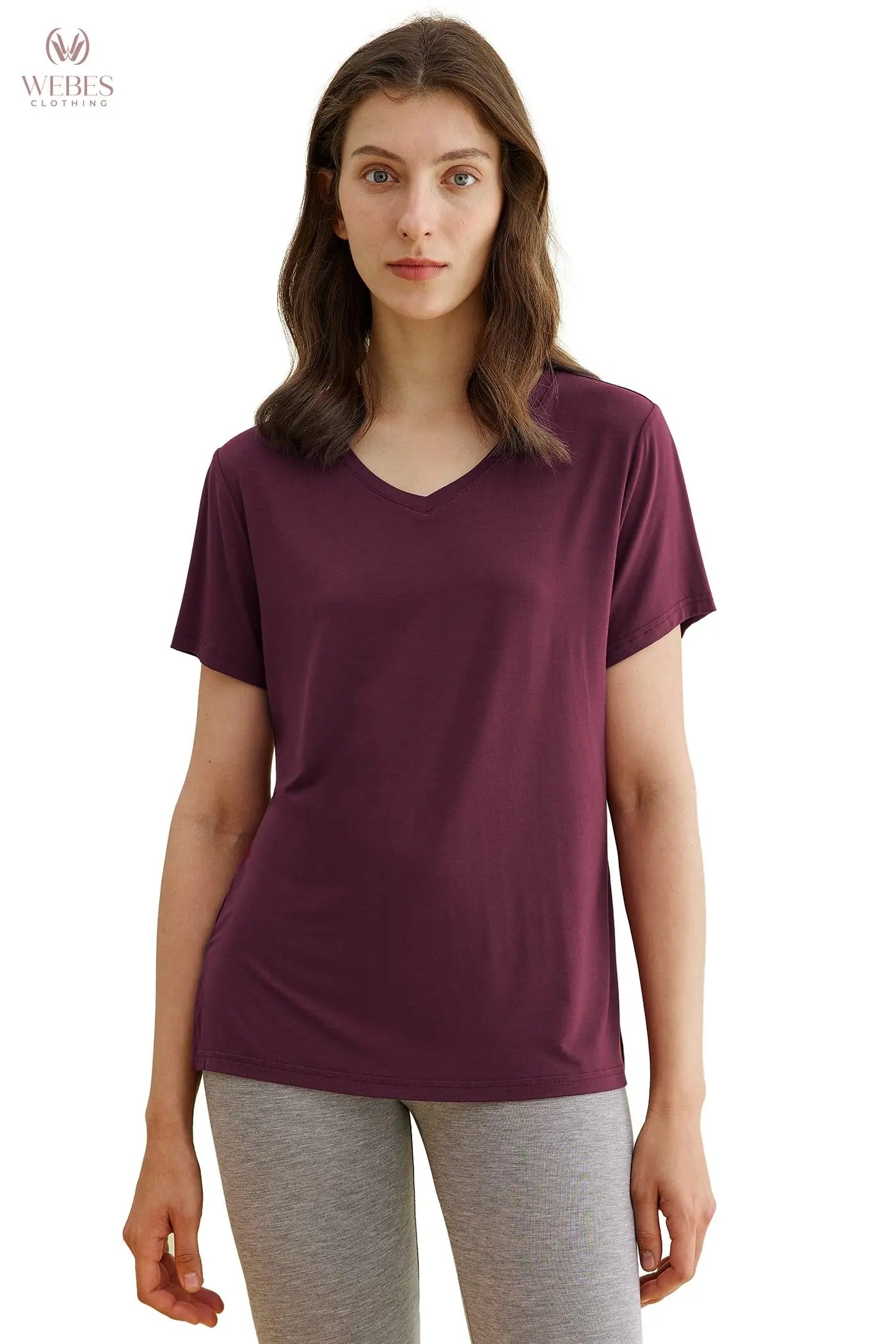 Latuza Women's Viscose Sleep T-Shirt V-Neck Pajamas Top
