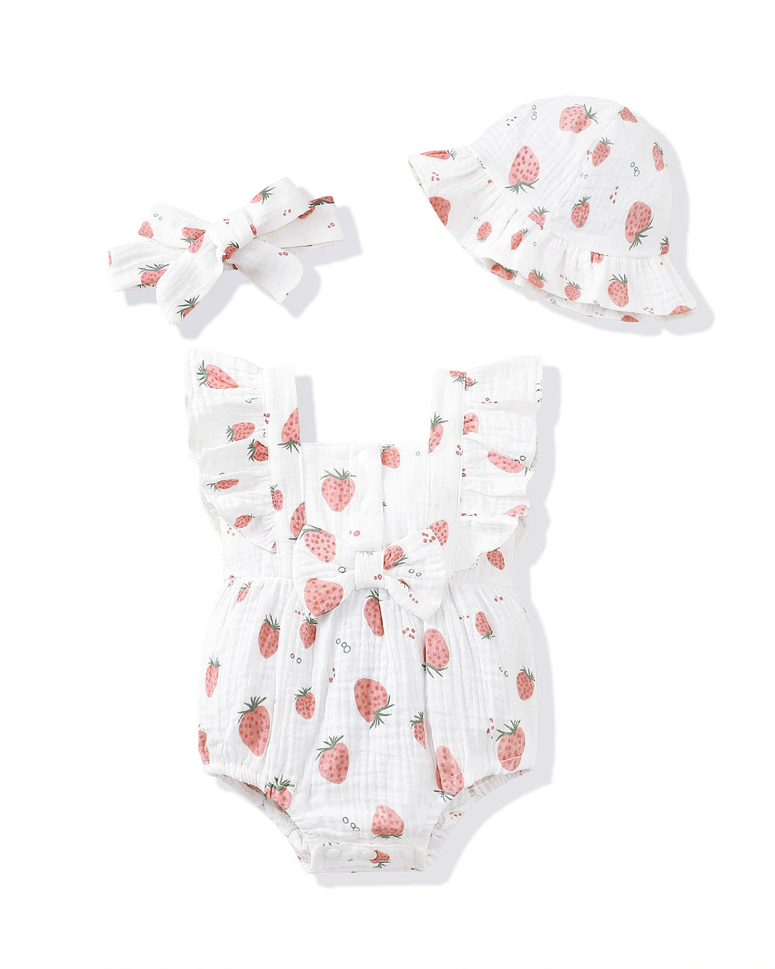 Renotemy Baby Girl Clothes Infant Summer Romper Cotton Linen Newborn Essentials Photography Preemie Outfits with Hat&Headband WEBE CLOTHING