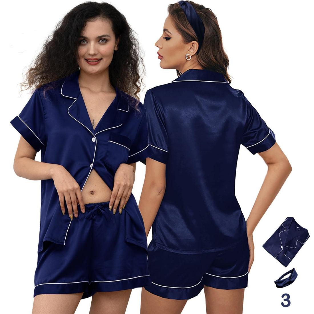 3Pcs Silk Pajamas XS-4XL Womens Satin Pajama Short Floral Sleepwear Bride Soft Pj Lounge Sets Pjs Shorts Set WEBE CLOTHING