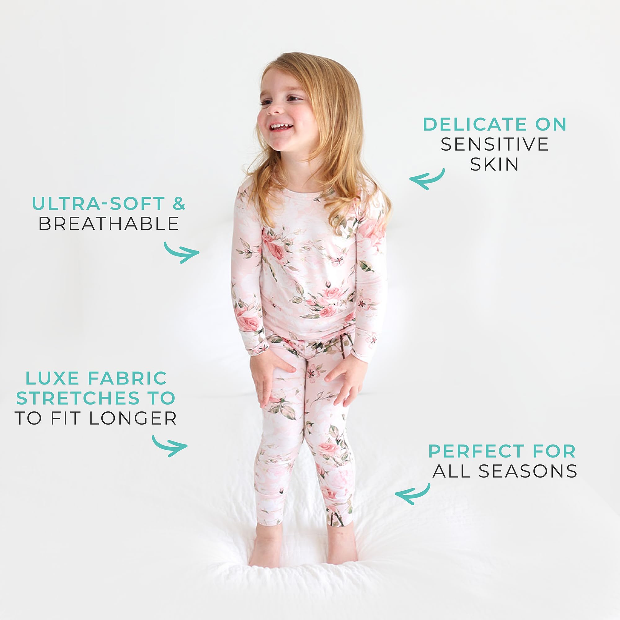 Posh Peanut Girls Pajamas - Soft, Viscose from Bamboo PJs for Kids - Matching, Long Sleeve Toddler Pajamas for Girls WEBE CLOTHING