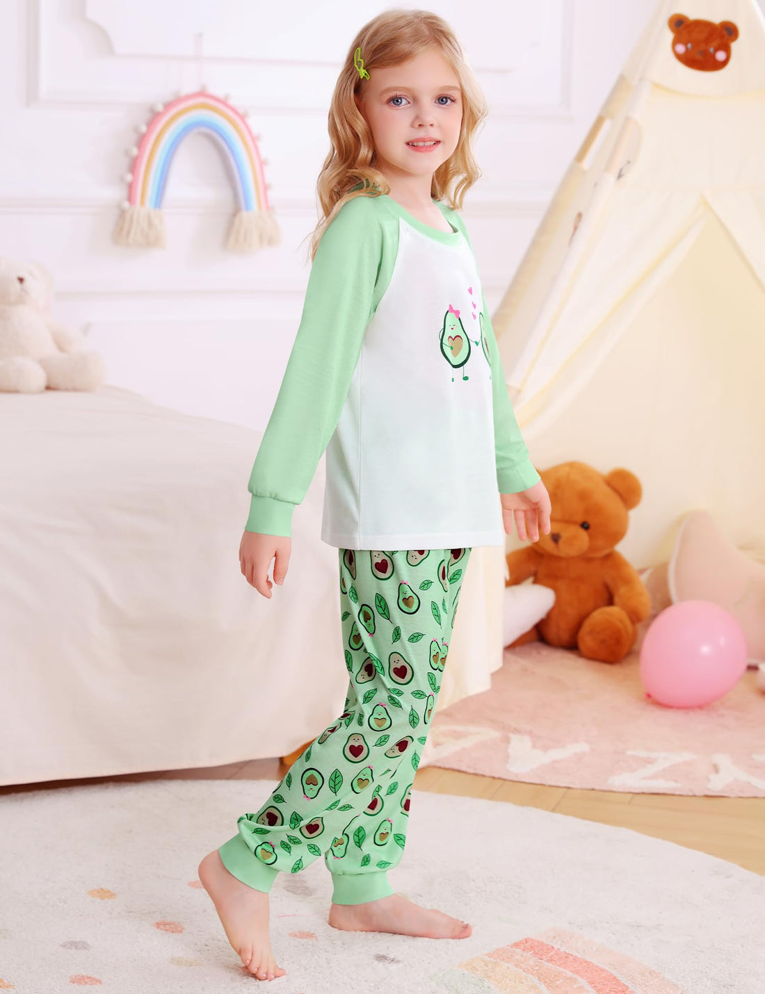 SWOMOG Girls Pajama Set Short Sleeve Tops & Ruffled Shorts with Pocket 2 Piece Summer Pajamas for Kids Size 6-15