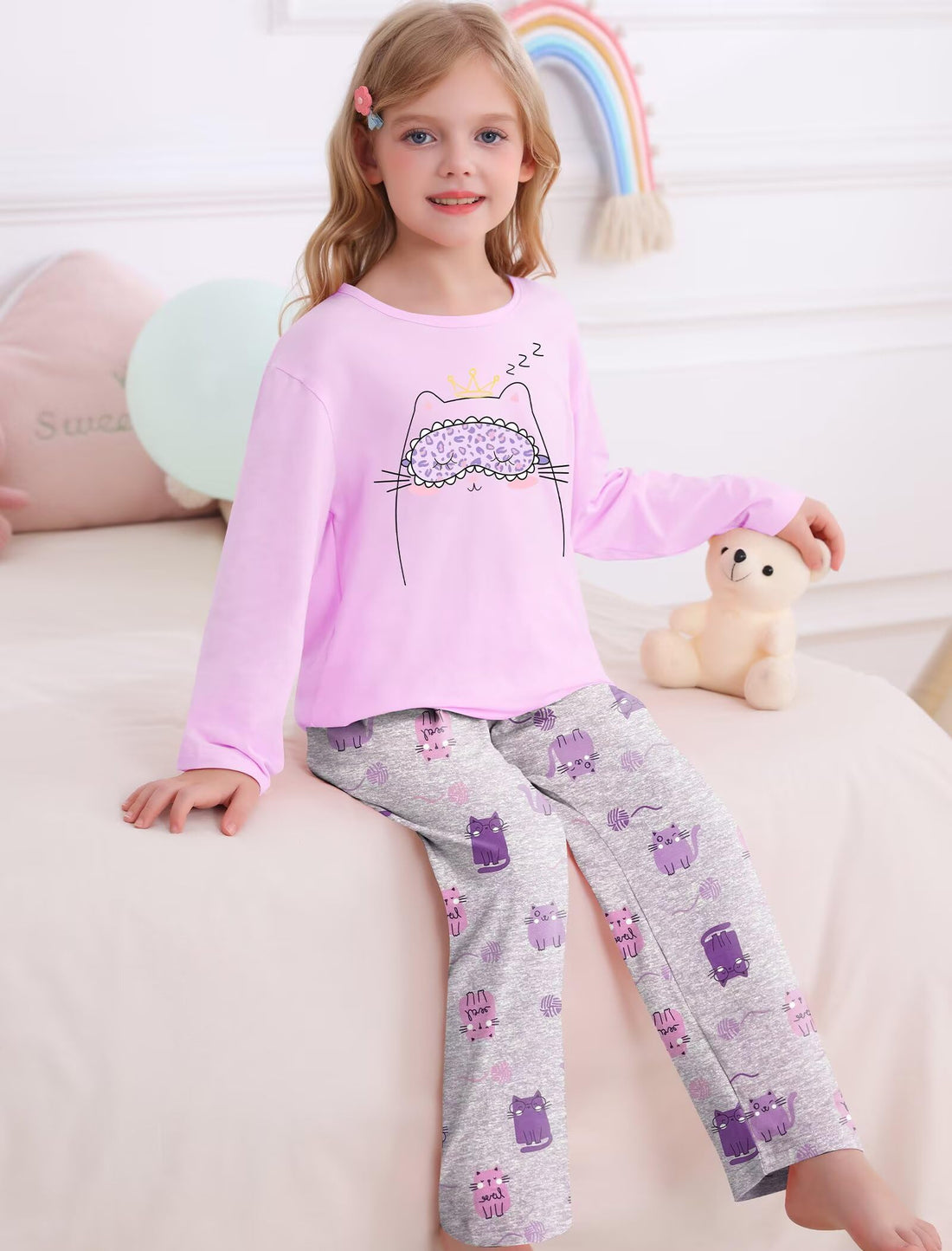 SWOMOG Girls Pajama Set Short Sleeve Tops & Ruffled Shorts with Pocket 2 Piece Summer Pajamas for Kids Size 6-15