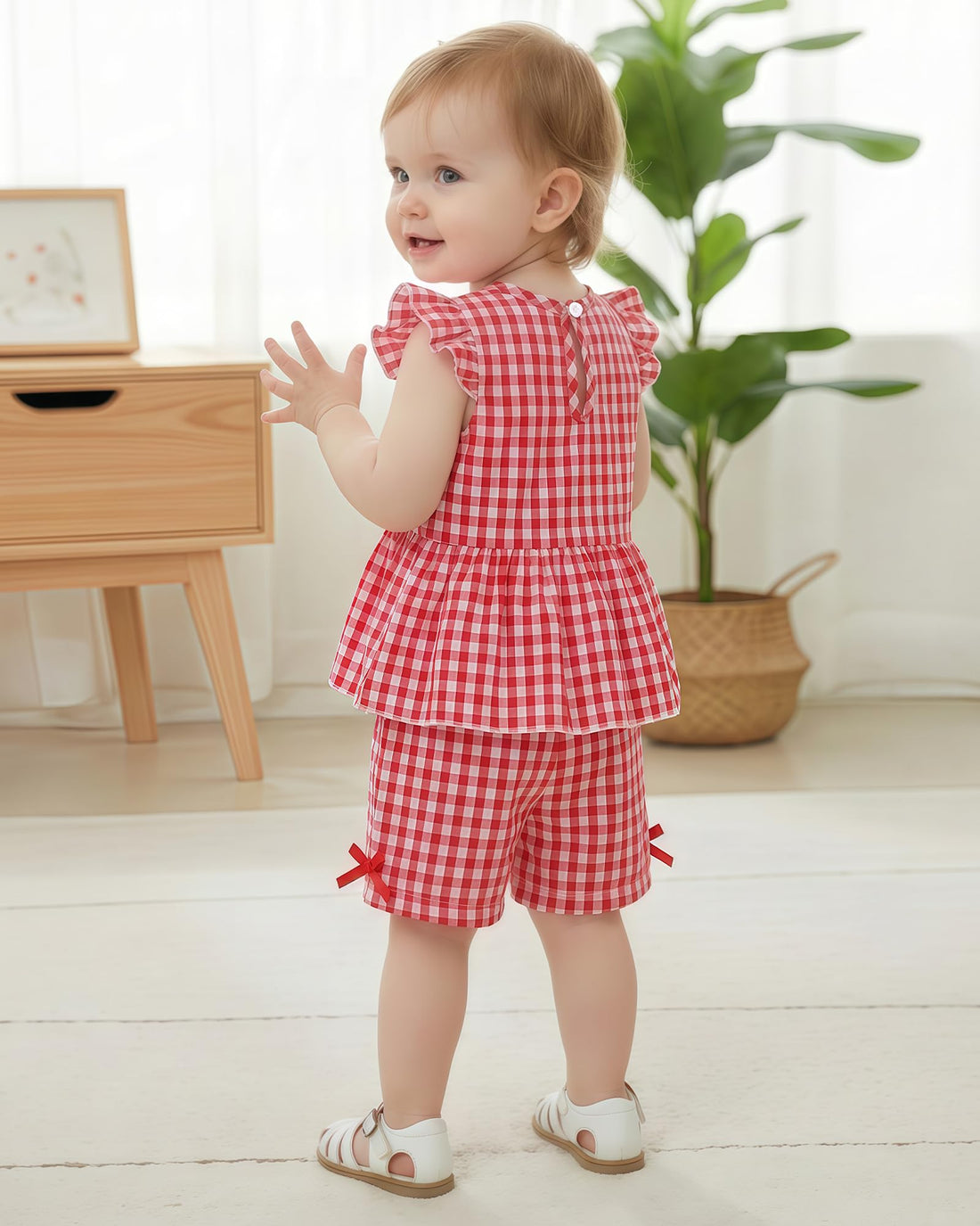 Jecson Toddler Baby Girl Summer Clothes Cotton Ruffled Sleeve Shirt Tops and Shorts Set Outfits 12Months-4T WEBE CLOTHING