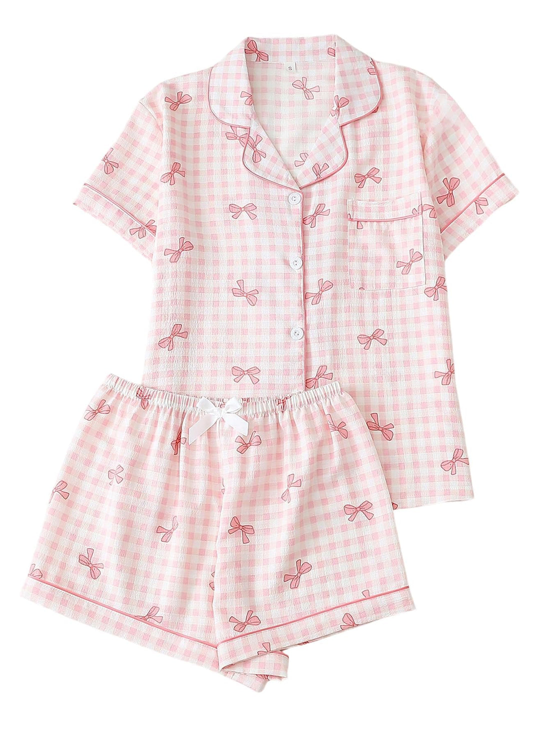 Verdusa Pajamas For Women Set 2 Piece Summer Pajama Sets Cute Pjs Lounge Matching Button Shirt with Shorts