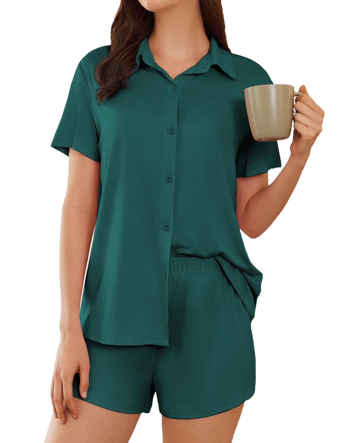 Ekouaer Pajama for Women Set Short Sleeve Button Down Pajamas Sets Soft Lounge Sets for Women Sleepwear PJS WEBE CLOTHING