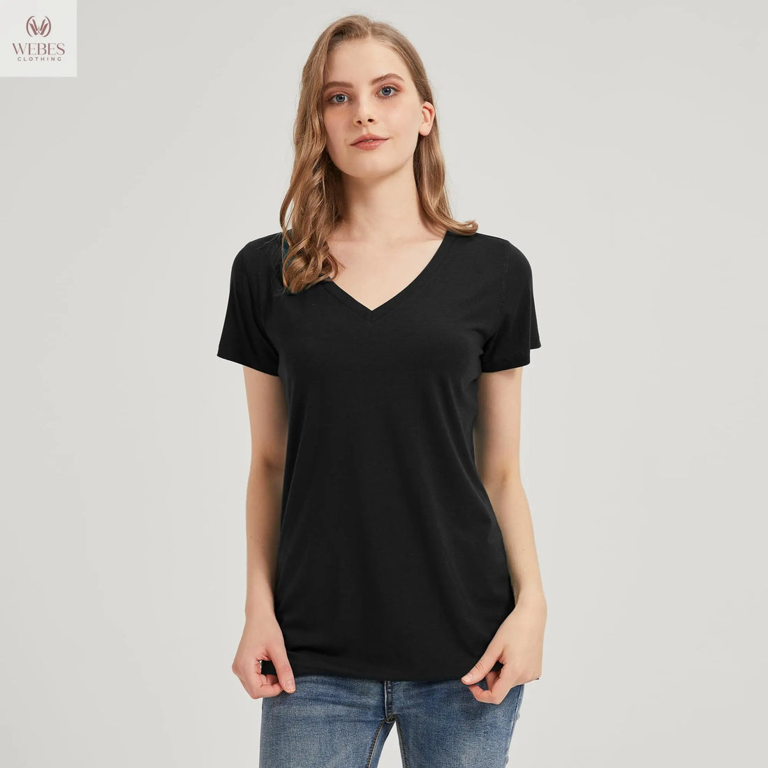 netdraw Women's Ultra-Soft Bamboo Viscose Cotton V-Neck Short Sleeve T-Shirt, Casual Summer Tops for Lounge Sleep Pajama