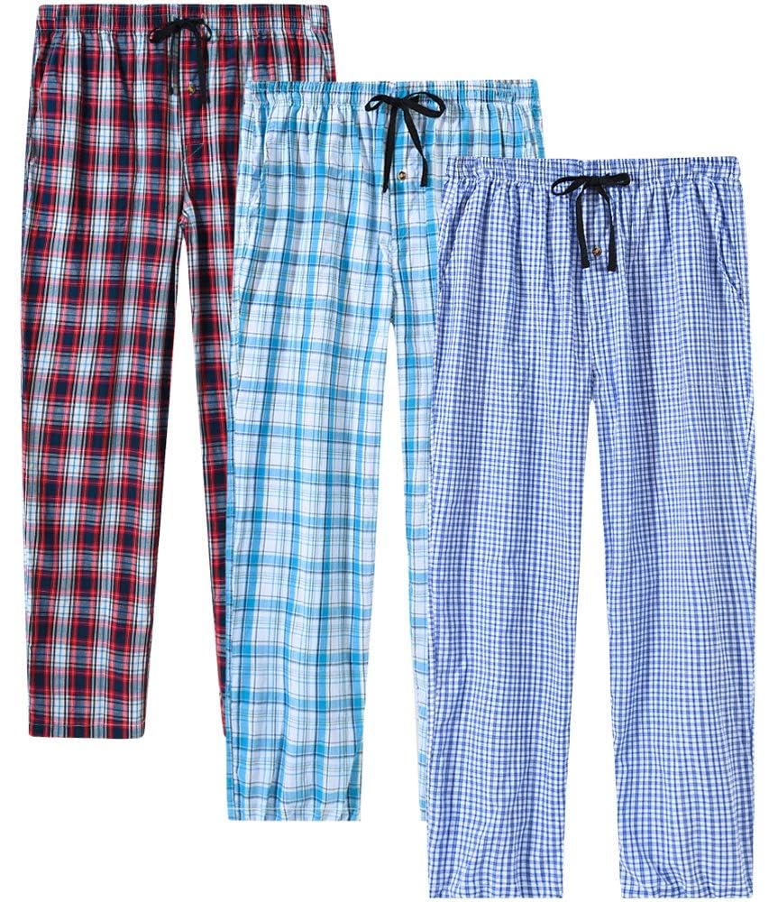 MoFiz Men's Pajama Pants Ultra Lightweight Pjs Bottoms Sleepwear Bottom Pants with Pocket Drawstring 3-Pack