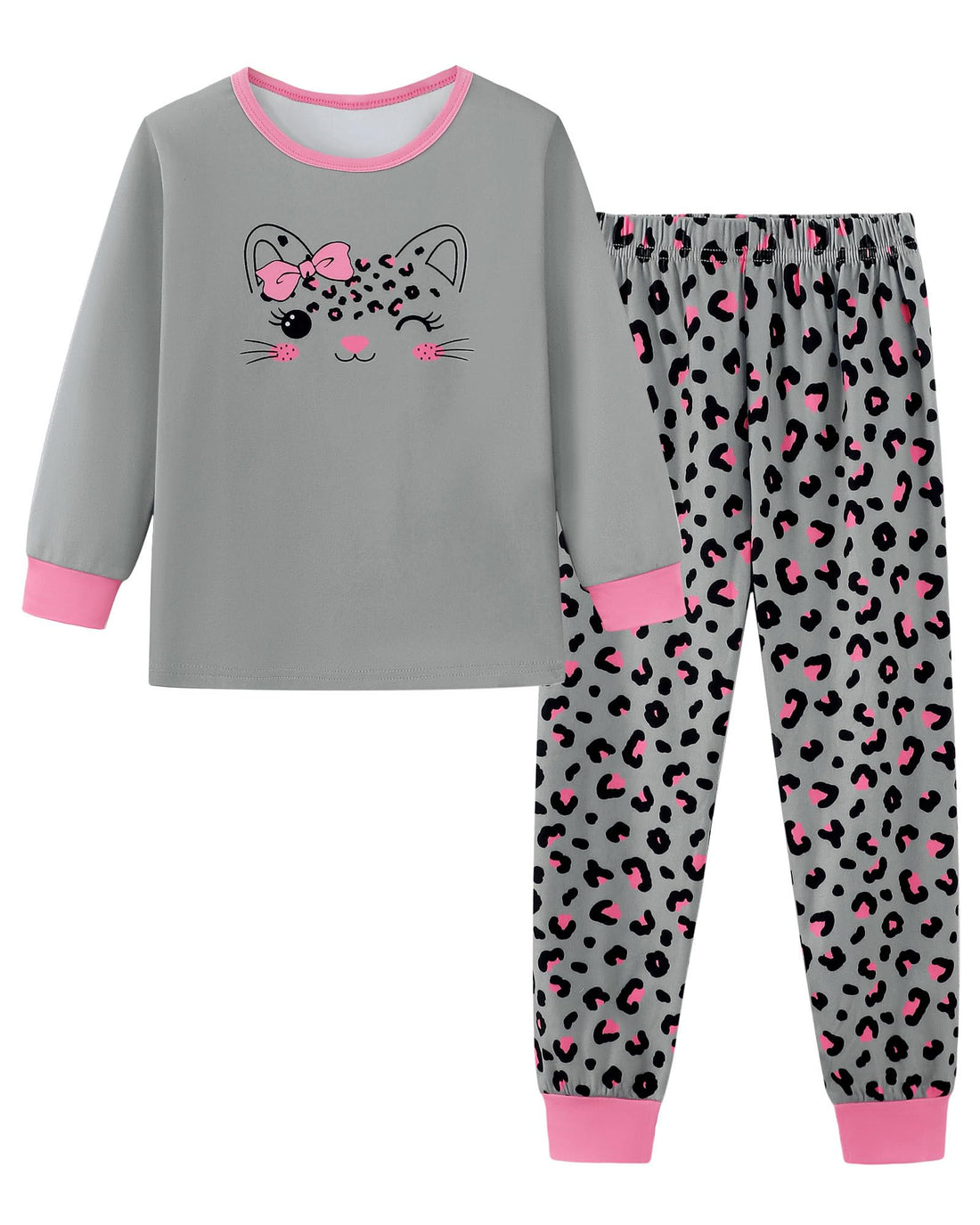 Mikrdoo Girls Pajamas Kids 2 Piece Pjs Set Soft Cozy Long Sleeve Top and Pants Stretchy Girls' Sleepwear Size 4-14 Years