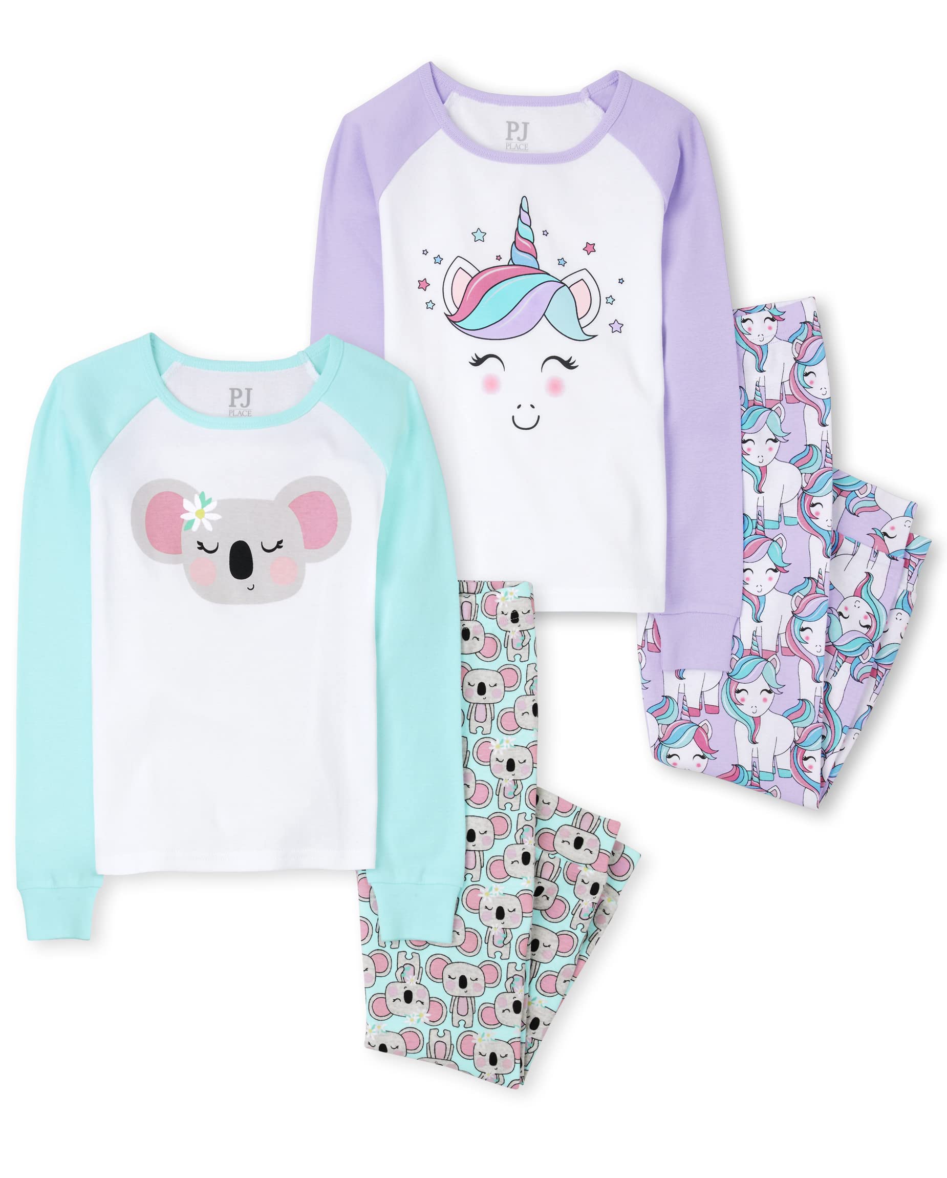 The Children's Place girls Long Sleeve Top and Pants Snug Fit 100% Cotton 2 Piece Pajama Set