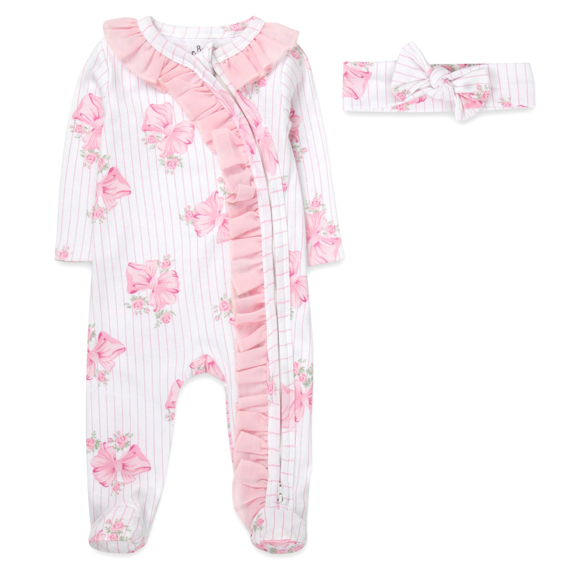 Baby Footie Bodysuit Headband or Hat 2 Piece Set – Christmas Thanksgiving Zip-Up Outfit,Holiday Pajamas for Infants