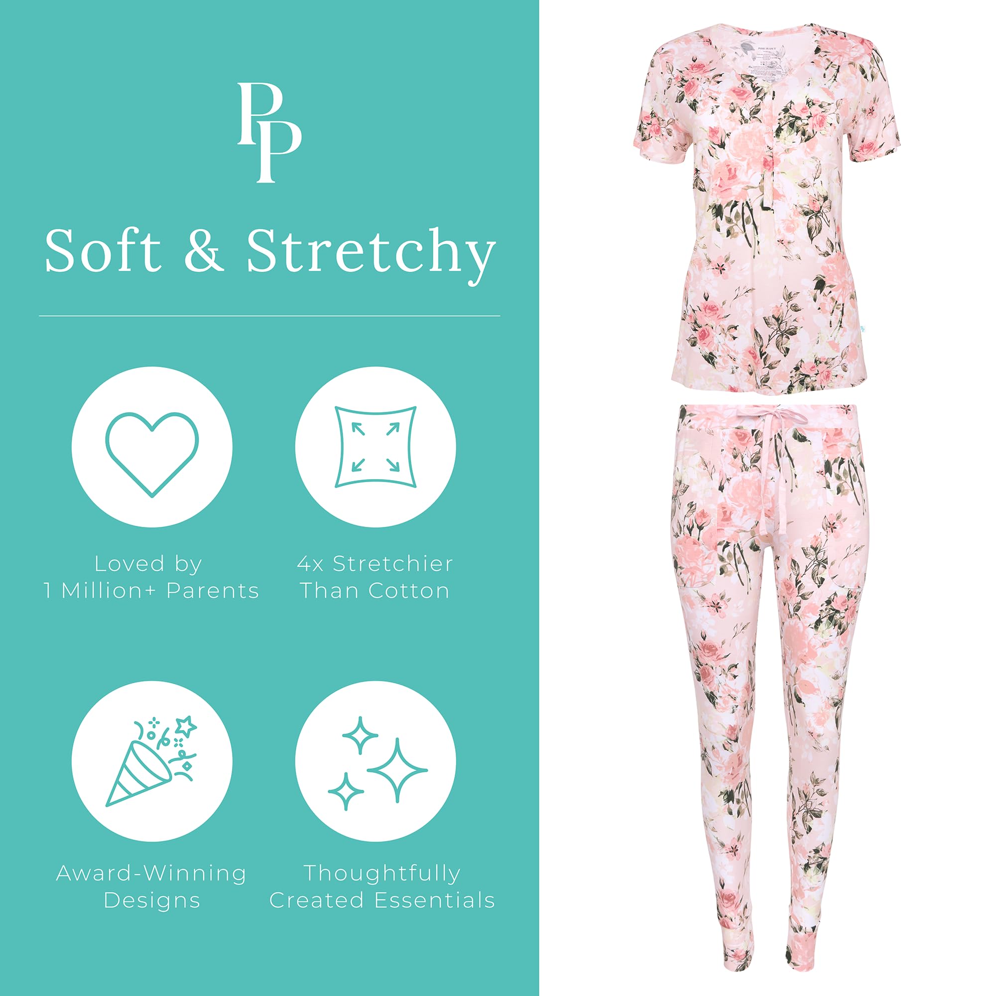 Posh Peanut Adult Pajamas Set - Two Piece Loungewear - Soft Viscose from Bamboo Nightwear PJs WEBE CLOTHING