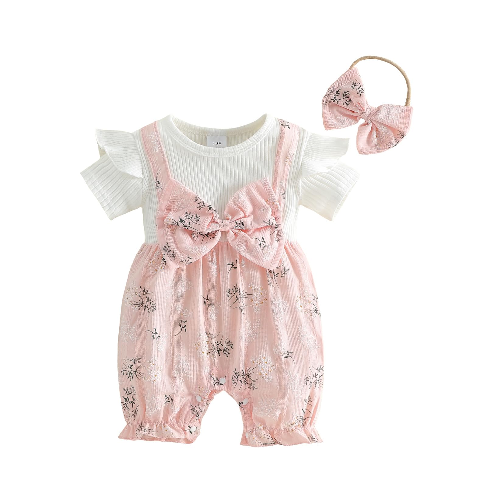 YINGISFITM Newborn Baby Girl Summer Clothes Short Sleeve Bubble Romper Bow Shorts Jumpsuit Infant Outfit 0 3 6 9 12 18 Months WEBE CLOTHING