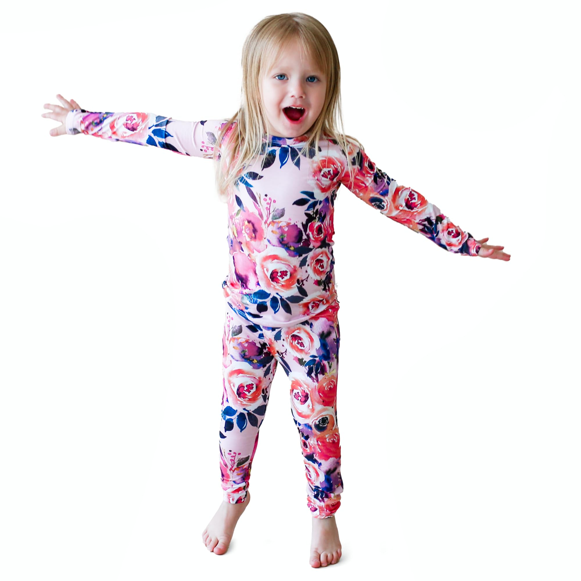 Posh Peanut Girls Pajamas - Soft, Viscose from Bamboo PJs for Kids - Matching, Long Sleeve Toddler Pajamas for Girls WEBE CLOTHING