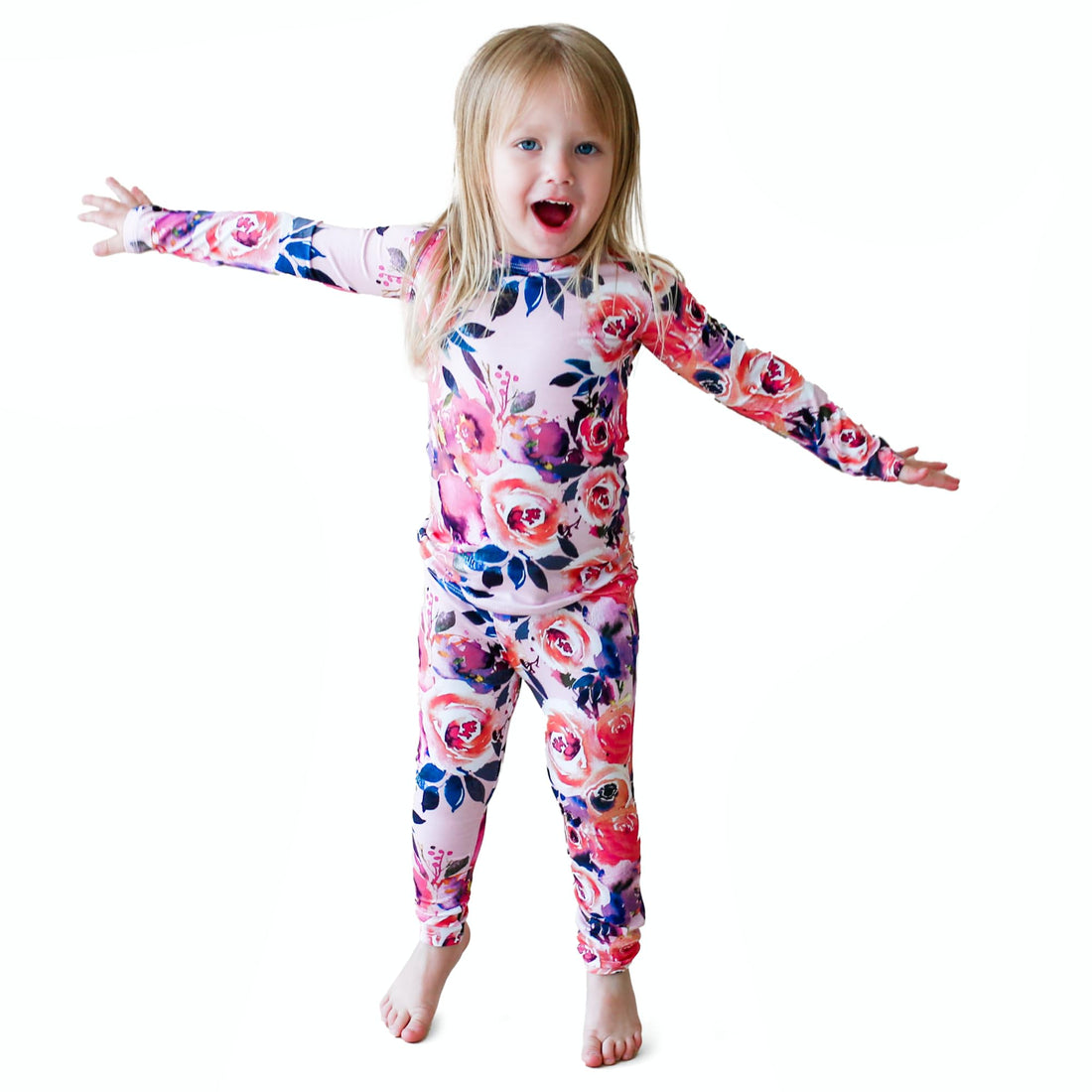 Posh Peanut Girls Pajamas - Soft, Viscose from Bamboo PJs for Kids - Matching, Long Sleeve Toddler Pajamas for Girls WEBE CLOTHING