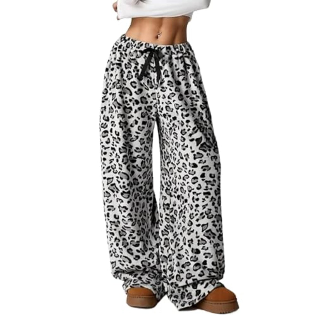 Leopard Pants Women Therian Fuzzy Pajama Pants Y2k Cheetah Pants Grunge High Waisted Fluffy Pants