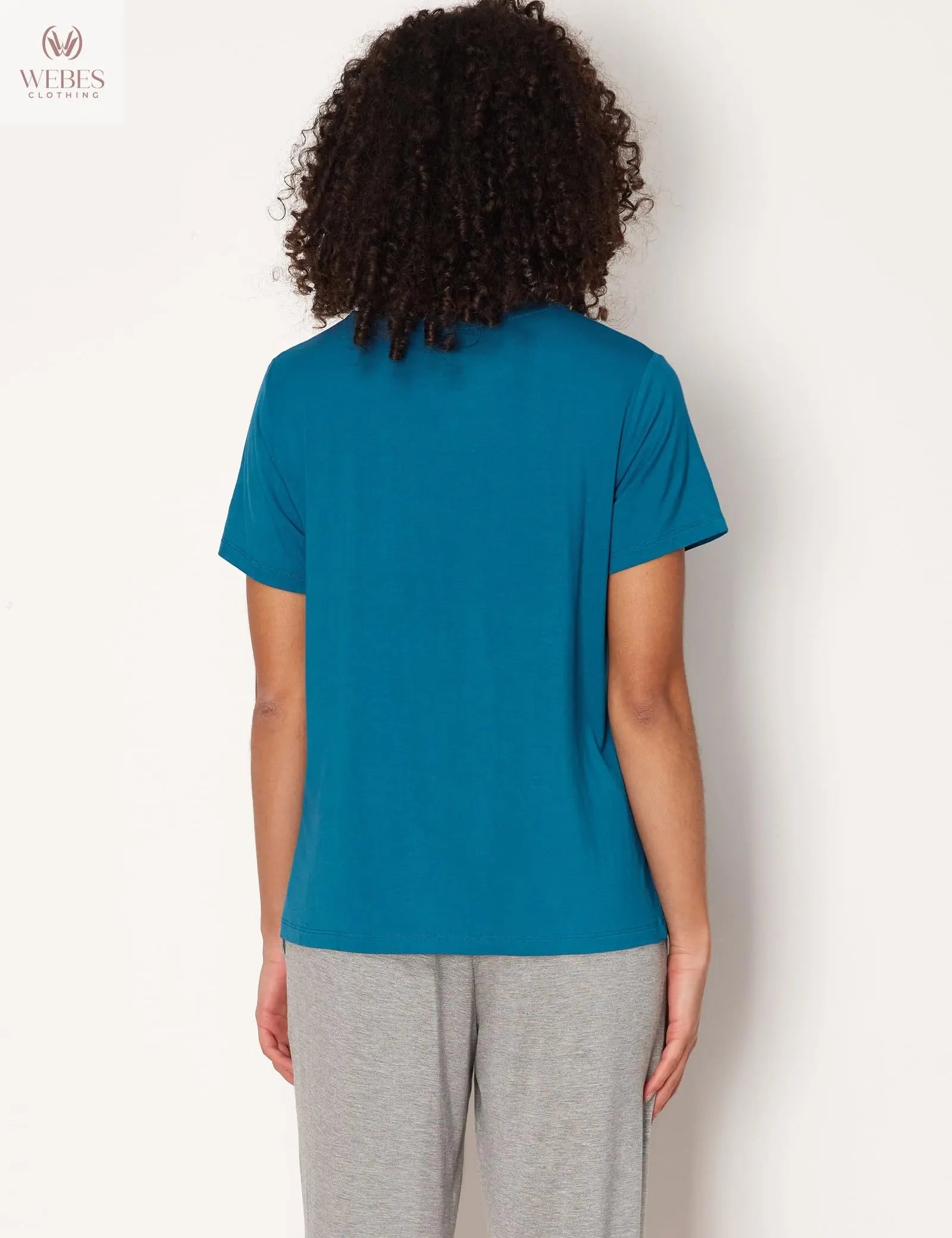 GYS Women's Pajama Tops Bamboo-derived Viscose Soft Comfy Short Sleeve Basic Lounge Tops