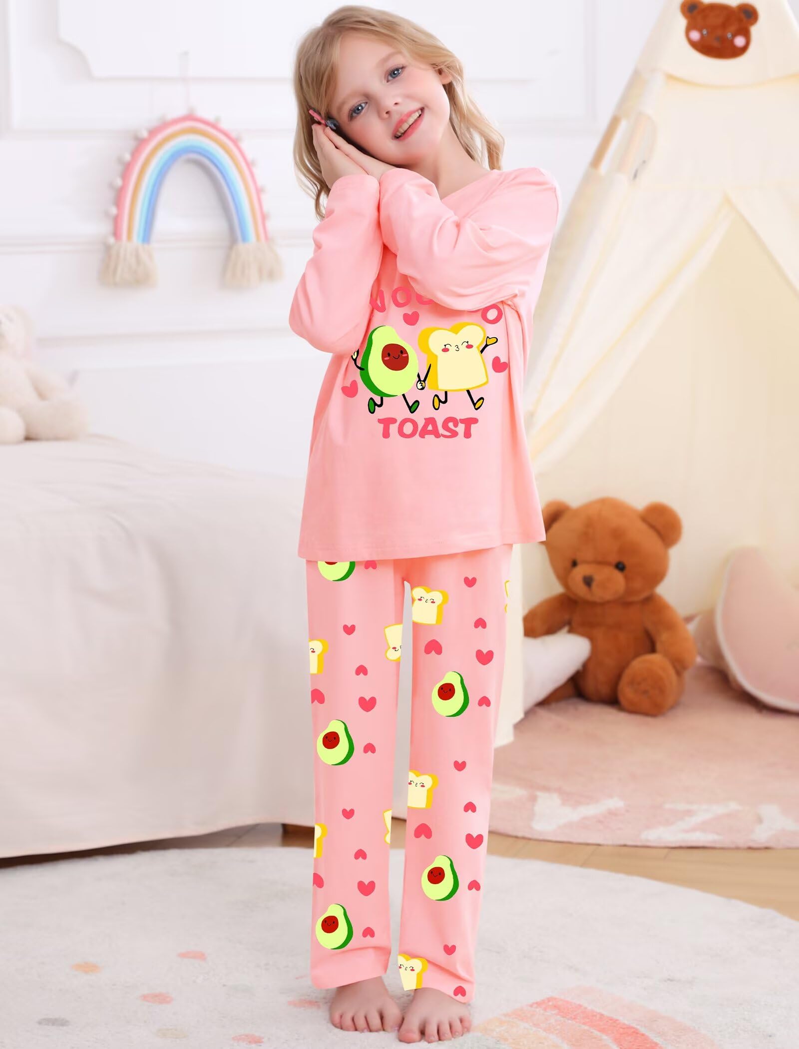 SWOMOG Girls Pajama Set Short Sleeve Tops & Ruffled Shorts with Pocket 2 Piece Summer Pajamas for Kids Size 6-15