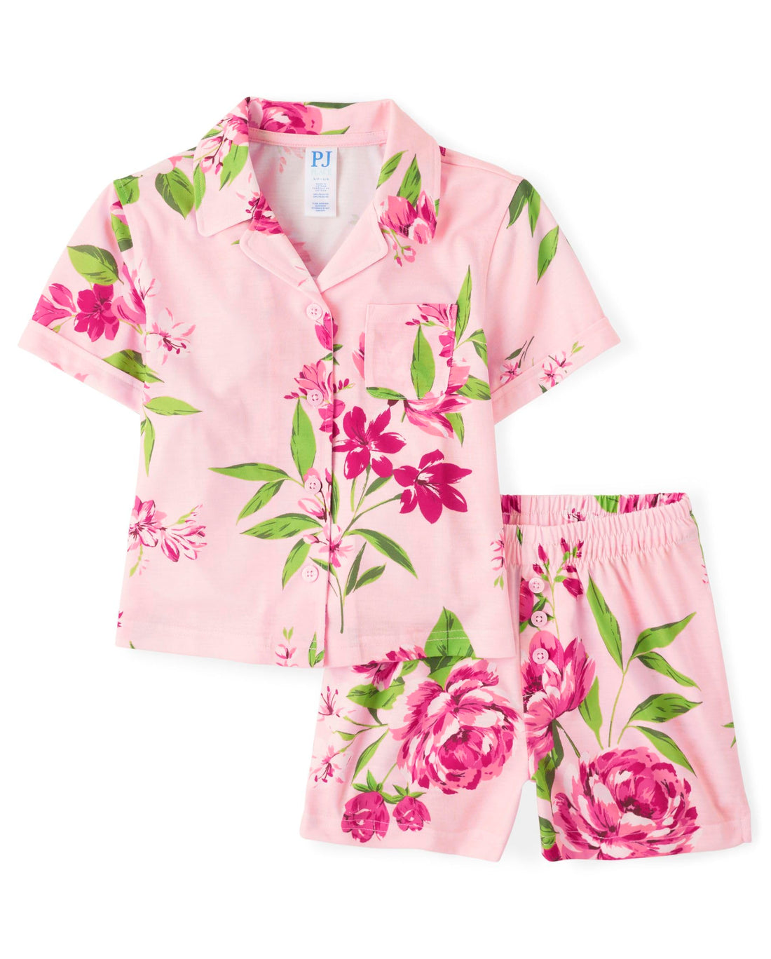 The Children's Place Girls' Short Sleeve Top and Shorts,2 Piece Pajama Set