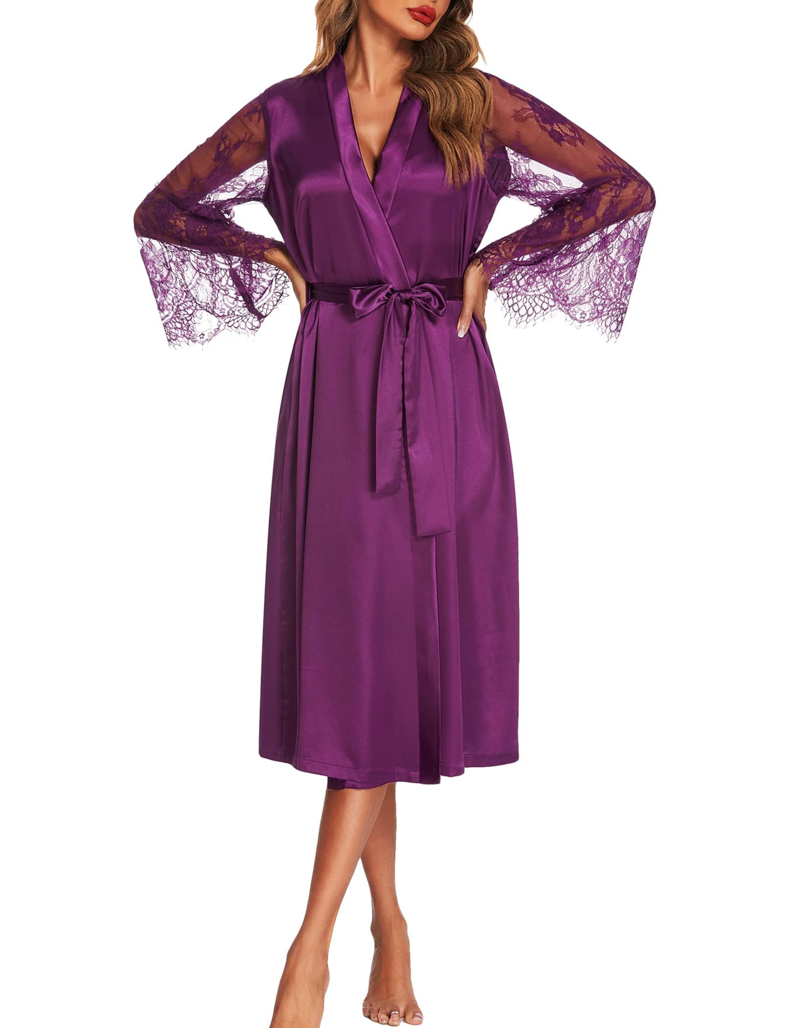 Eouaer Women's Satin Kimono Robe for Bridesmaid and Bride Wedding Party Getting Ready Short Robe WEBE CLOTHING