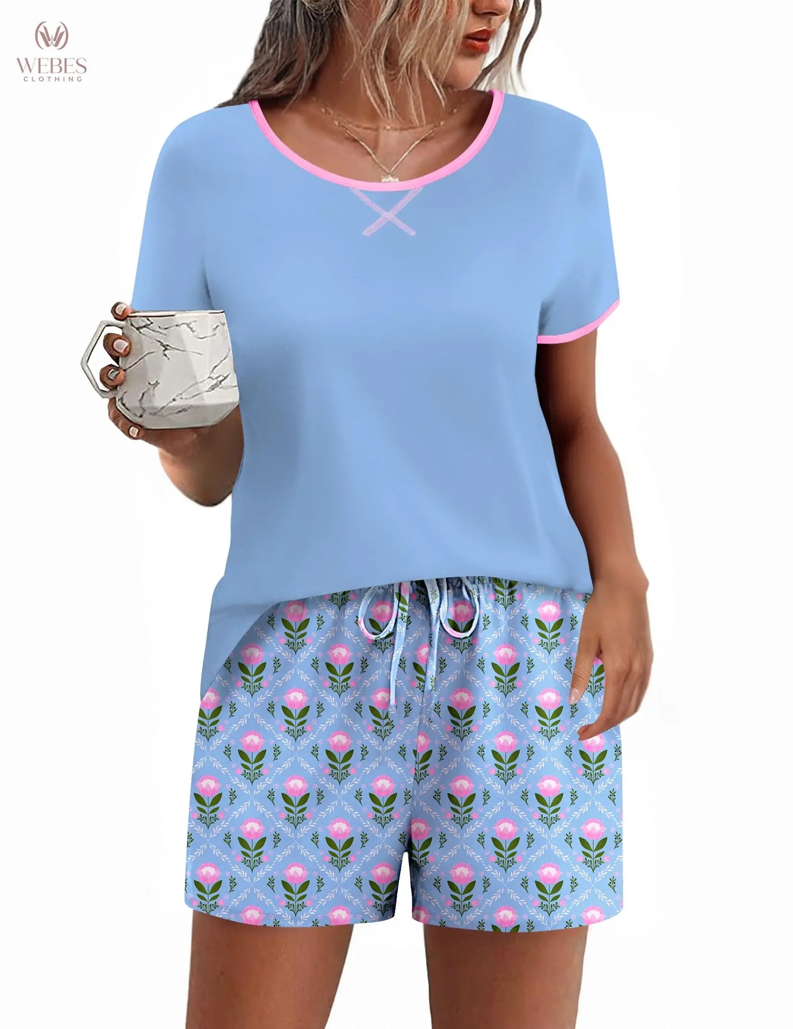 Ekouaer Women Pajama Set Casual Short Set