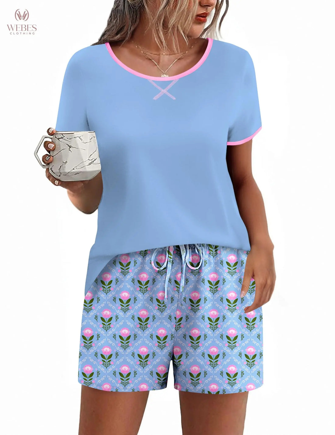 Ekouaer Women Pajama Set Casual Short Set