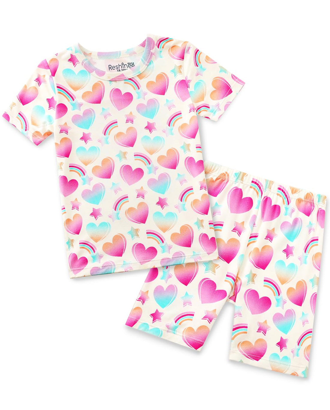 babee Reshinee Bamboo Viscose Toddler Unicorn Mermaid Girls Kids Pajamas Short Sleeve Summer Cool Snug fit Pjs, 2pcs